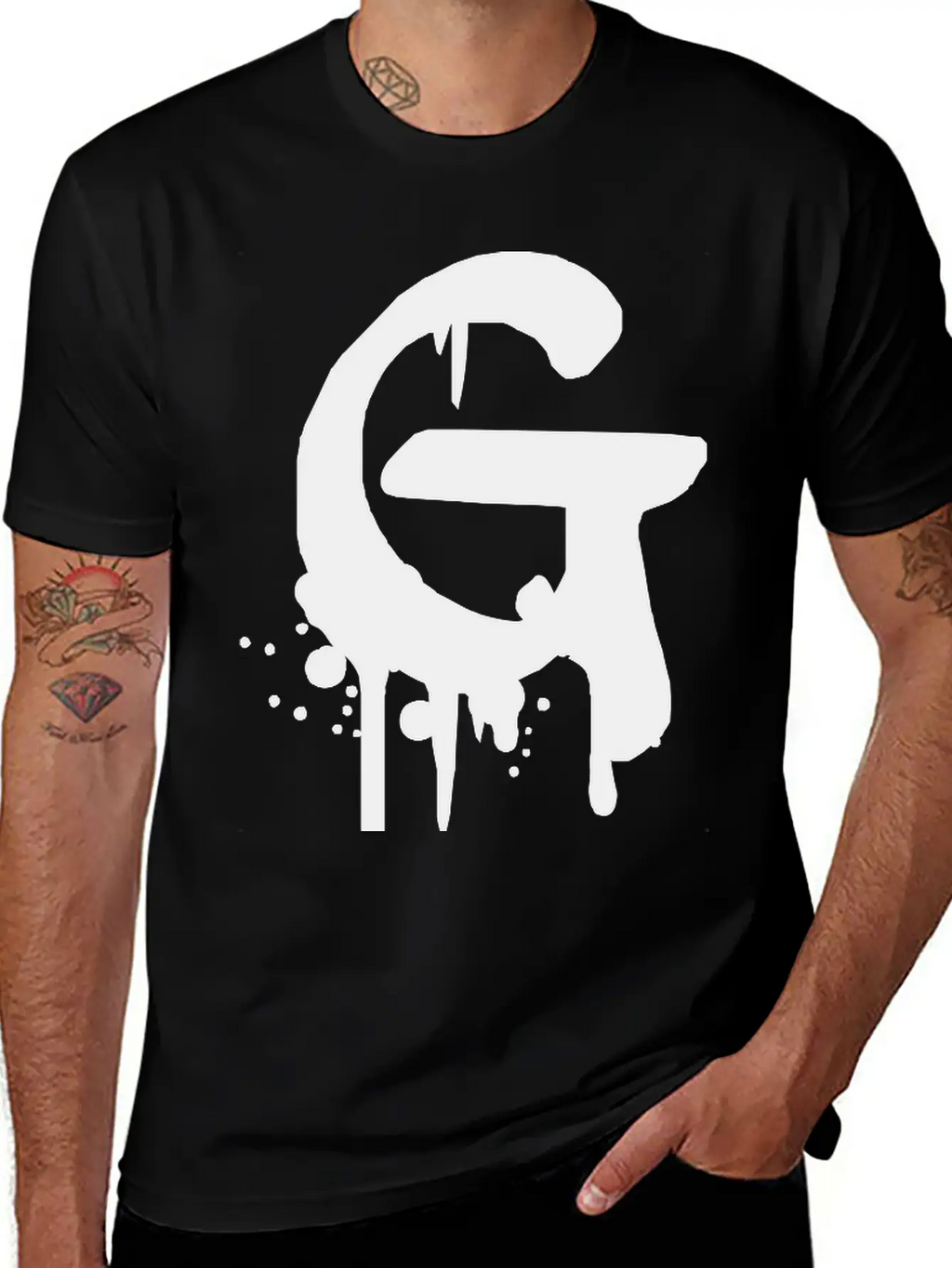 G Graffiti Drops Farbklex Spray Essential Cotton Tee For Daily Outfits – Unisex Style