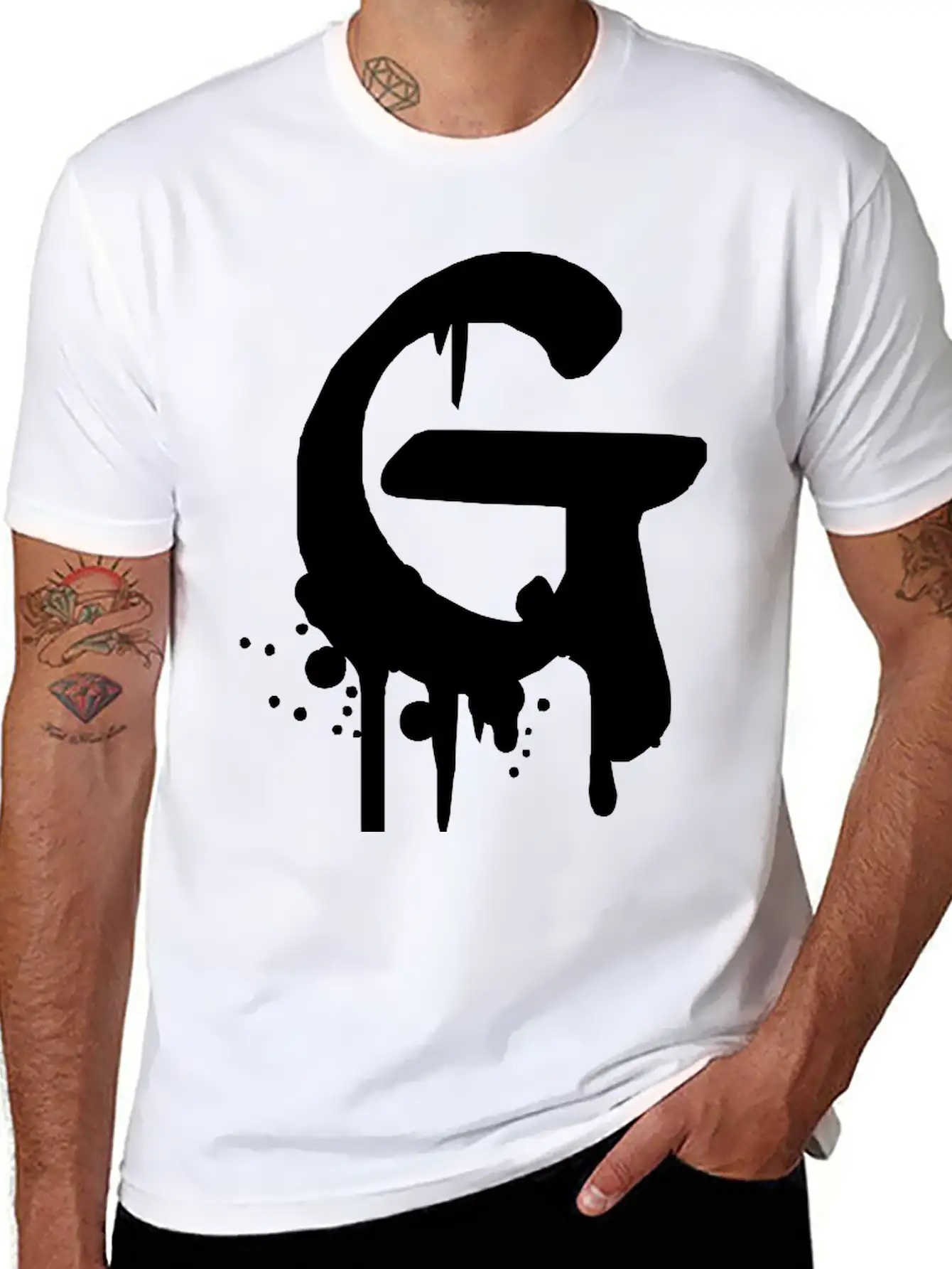 G Graffiti Drops Farbklex Spray Essential Cotton Tee For Daily Outfits – Unisex Style