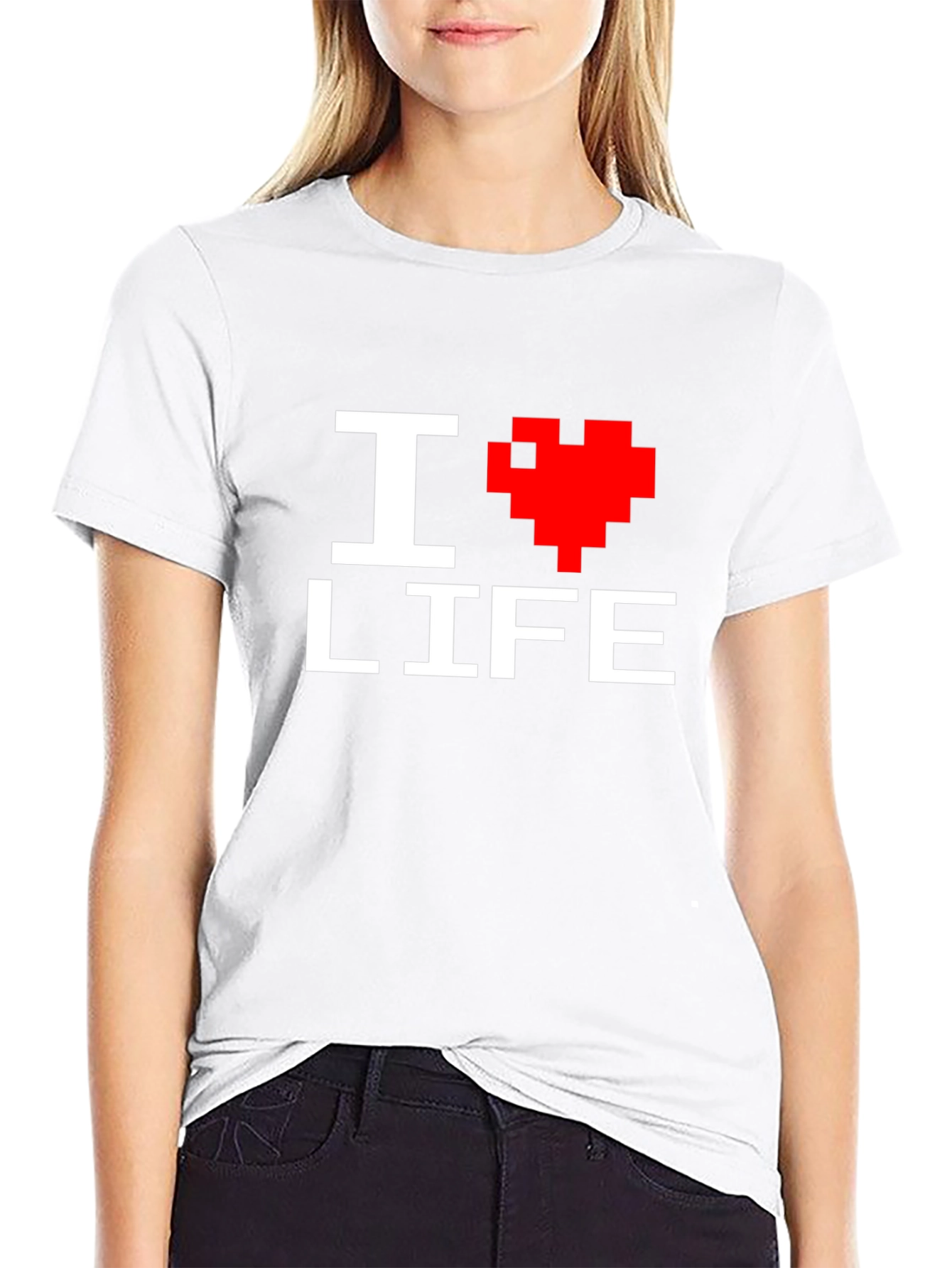 I Heart Life Graphic Tee - Pixel Heart Design