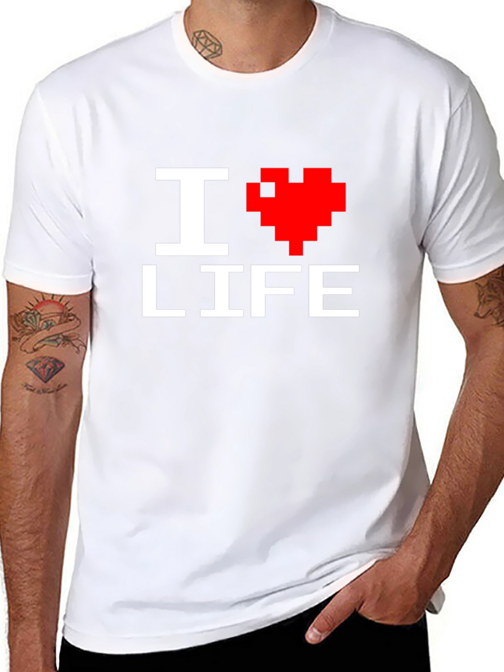 I Heart Life Graphic Tee - Pixel Heart Design