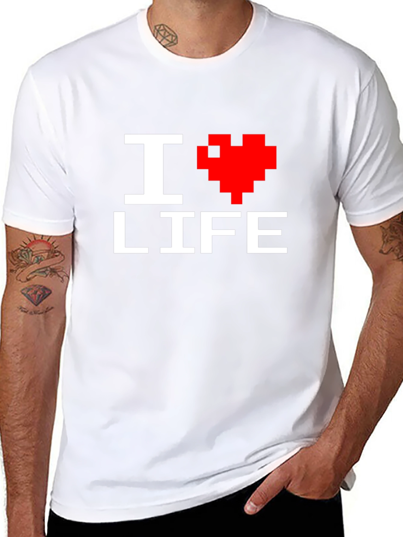 I Heart Life Graphic Tee - Pixel Heart Design