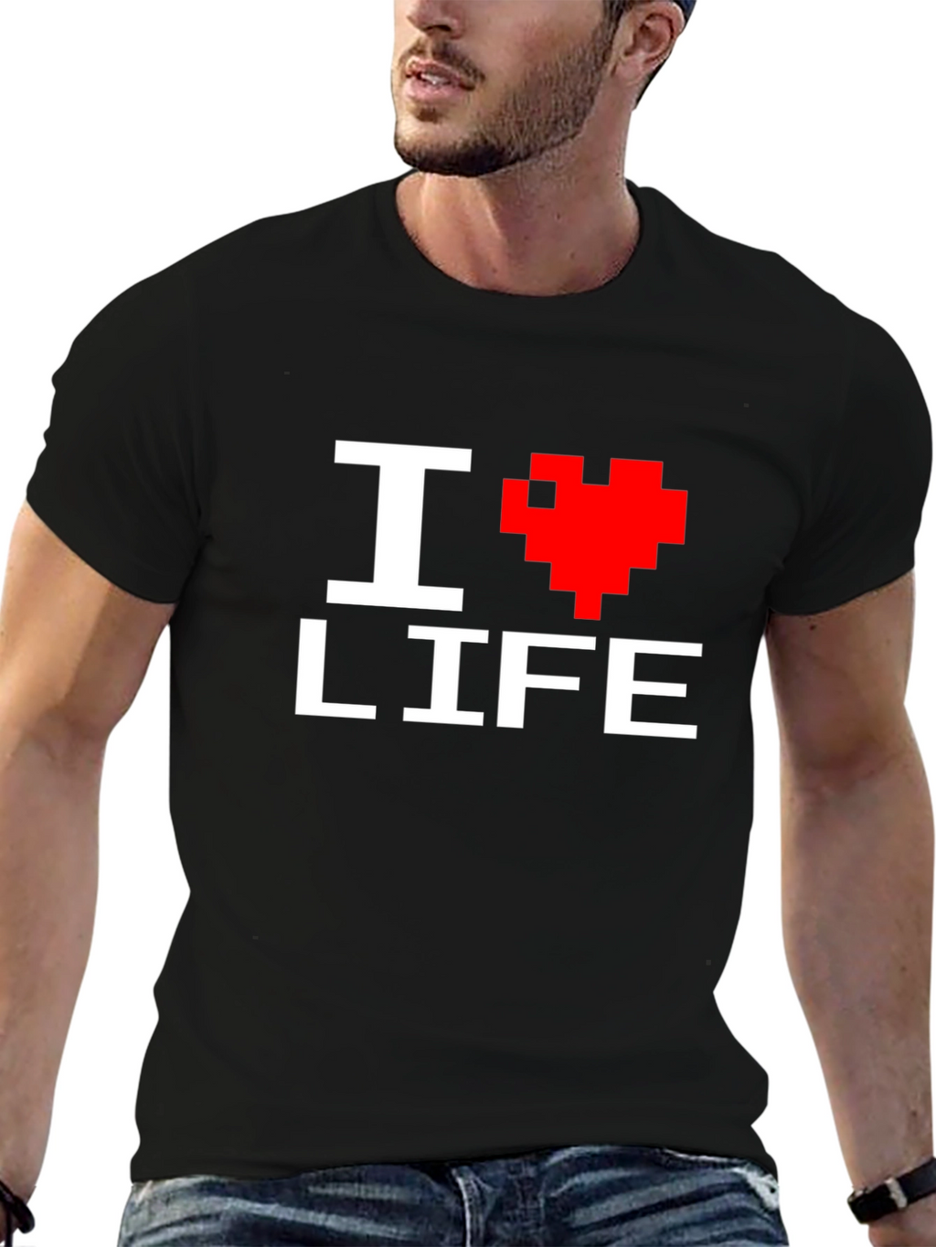 I Heart Life Graphic Tee - Pixel Heart Design