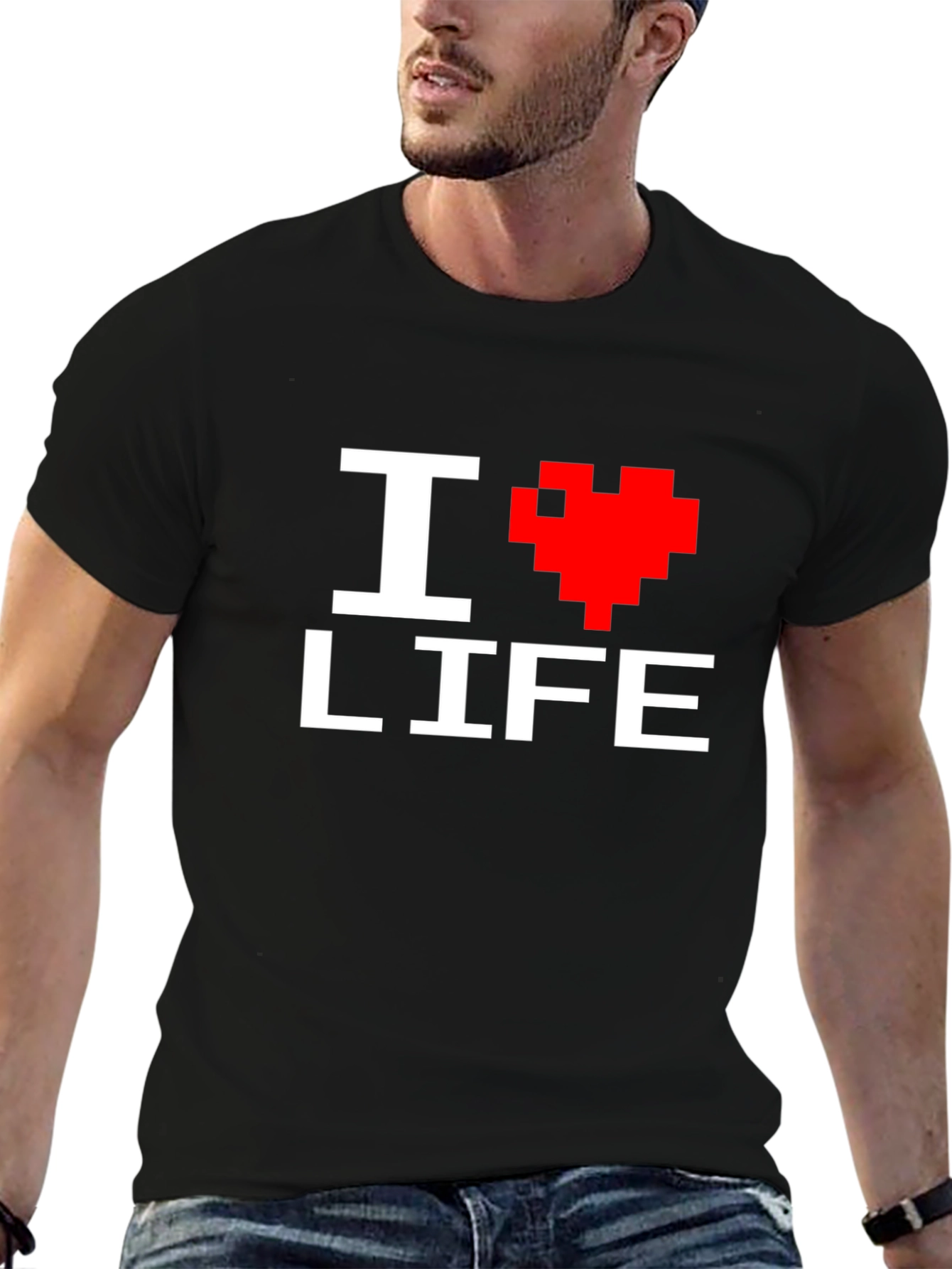 I Heart Life Graphic Tee - Pixel Heart Design