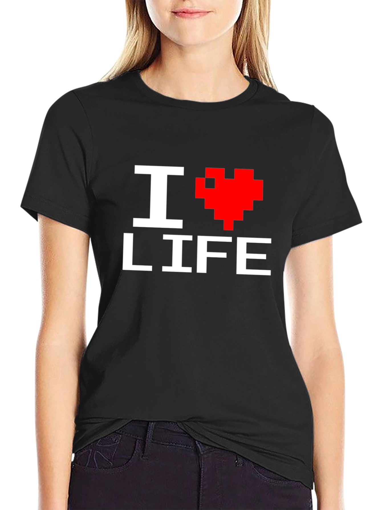 I Heart Life Graphic Tee - Pixel Heart Design