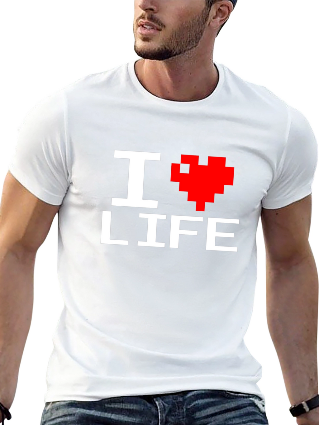 I Heart Life Graphic Tee - Pixel Heart Design
