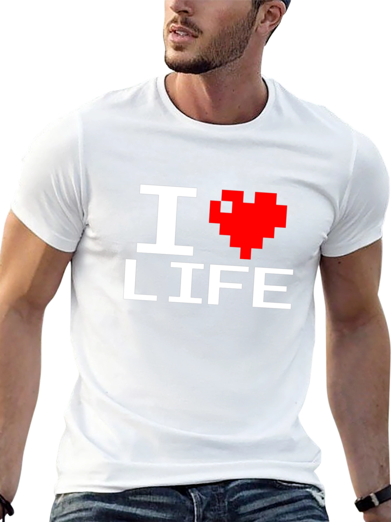 I Heart Life Graphic Tee - Pixel Heart Design