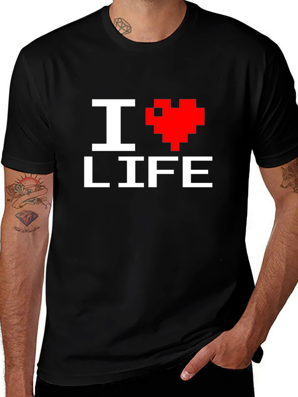 I Heart Life Graphic Tee - Pixel Heart Design