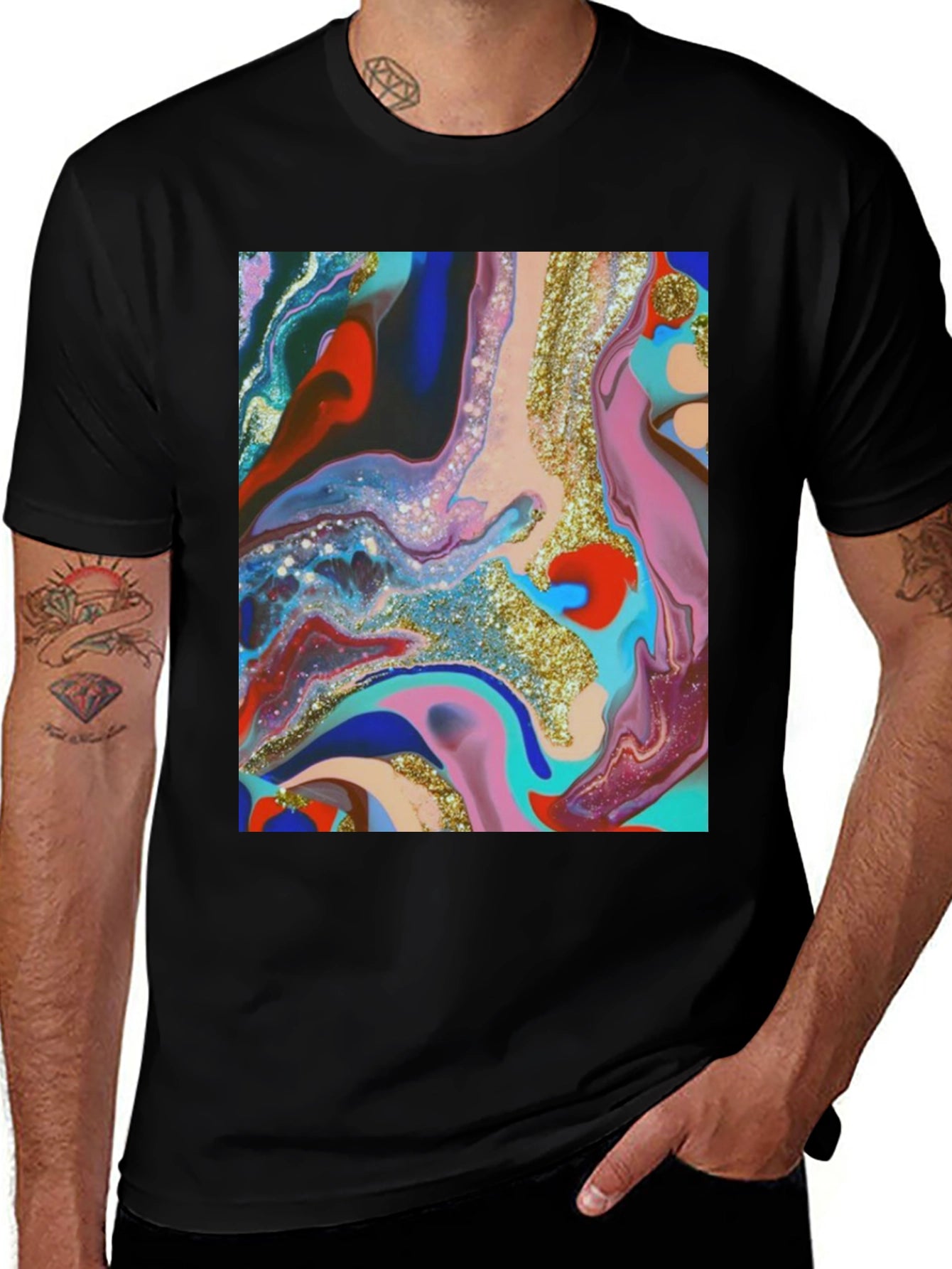 Abstract Art Print Black T-Shirt