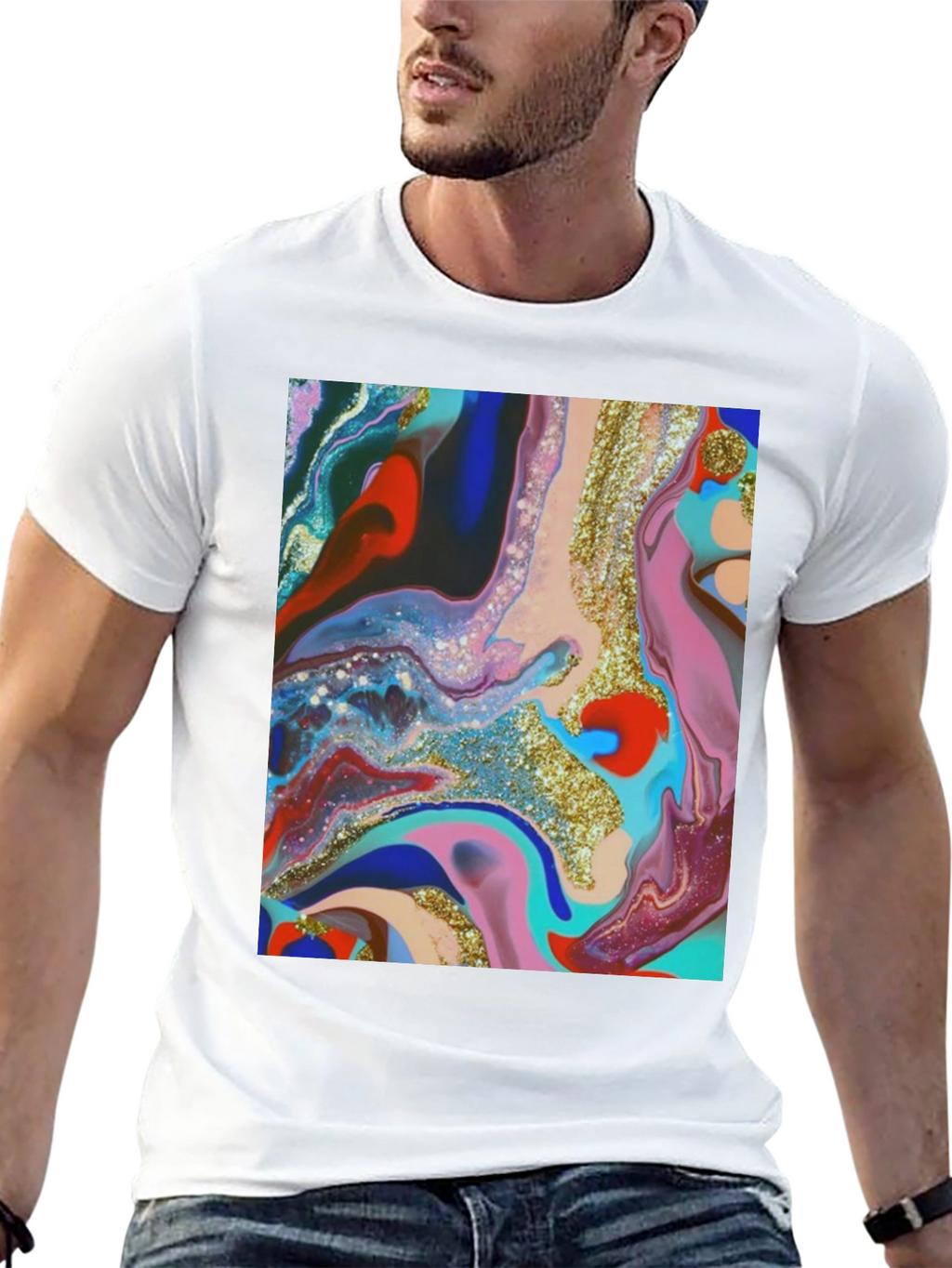 Abstract Art Print Black T-Shirt