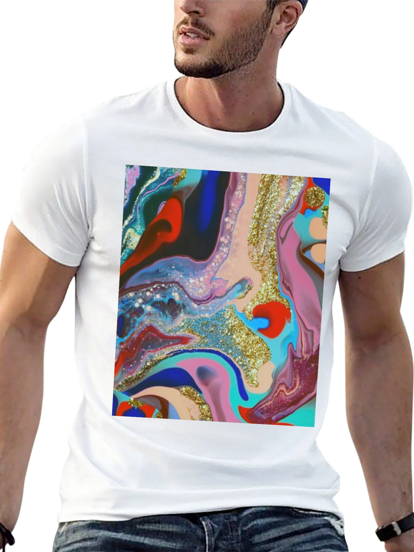 Abstract Art Print Black T-Shirt