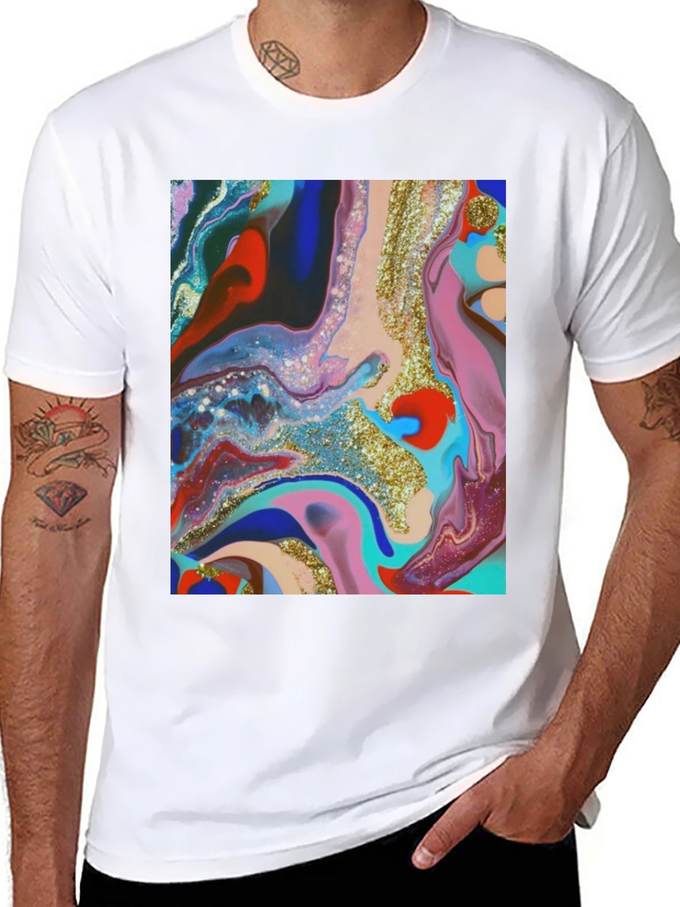 Abstract Art Print Black T-Shirt