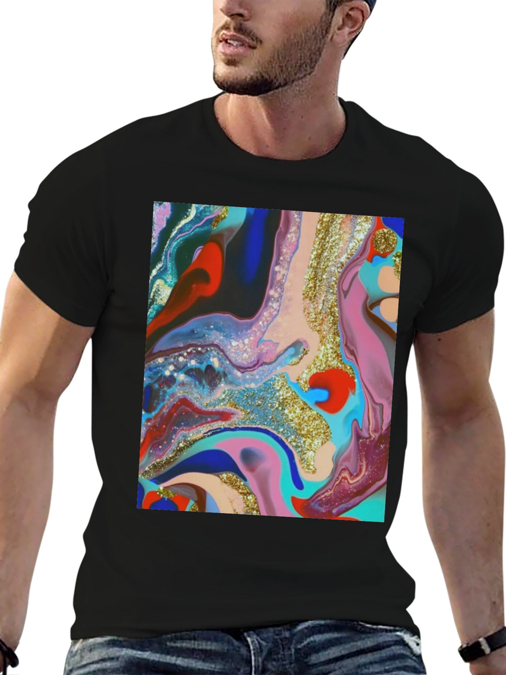 Abstract Art Print Black T-Shirt
