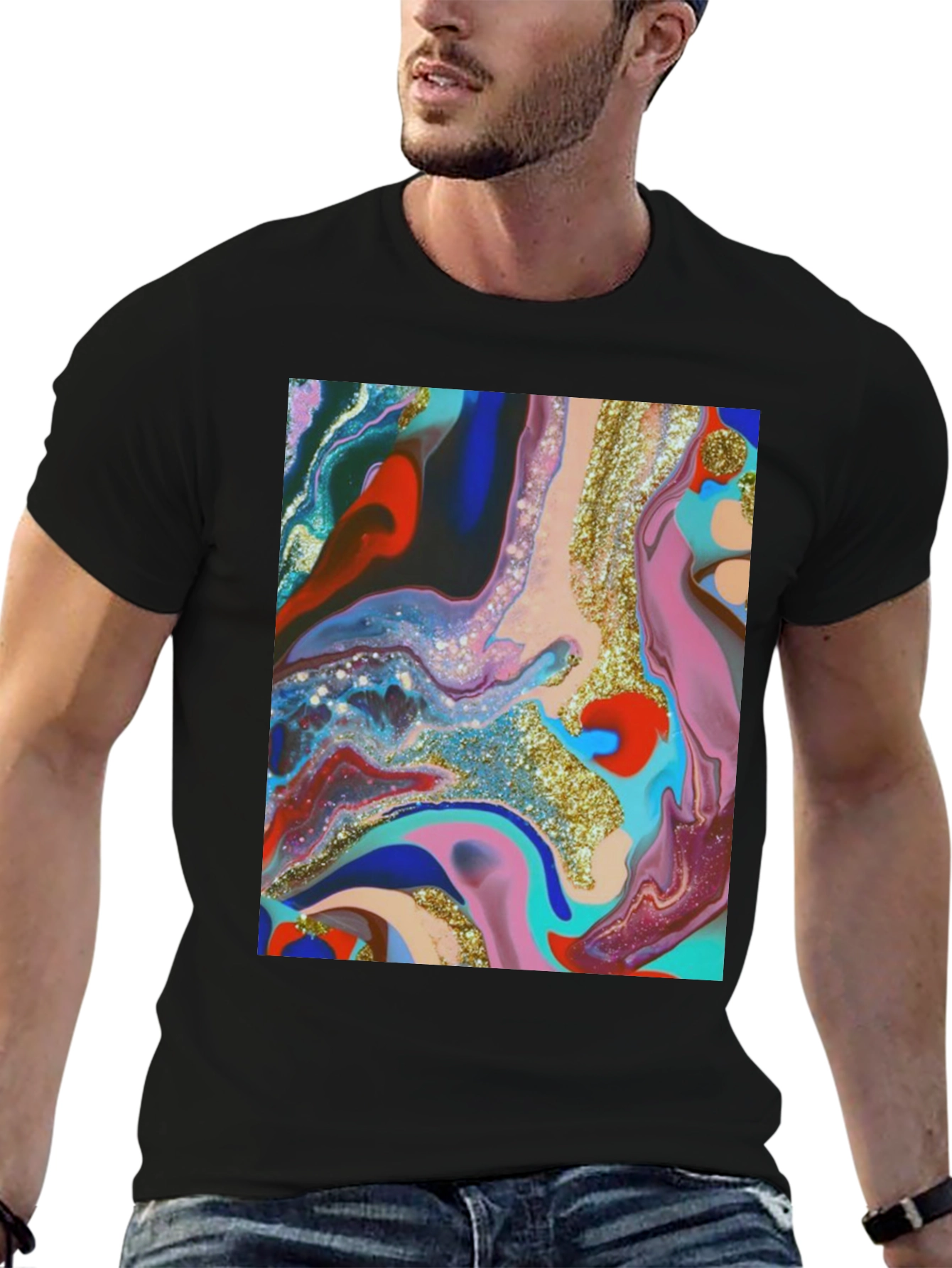 Abstract Art Print Black T-Shirt