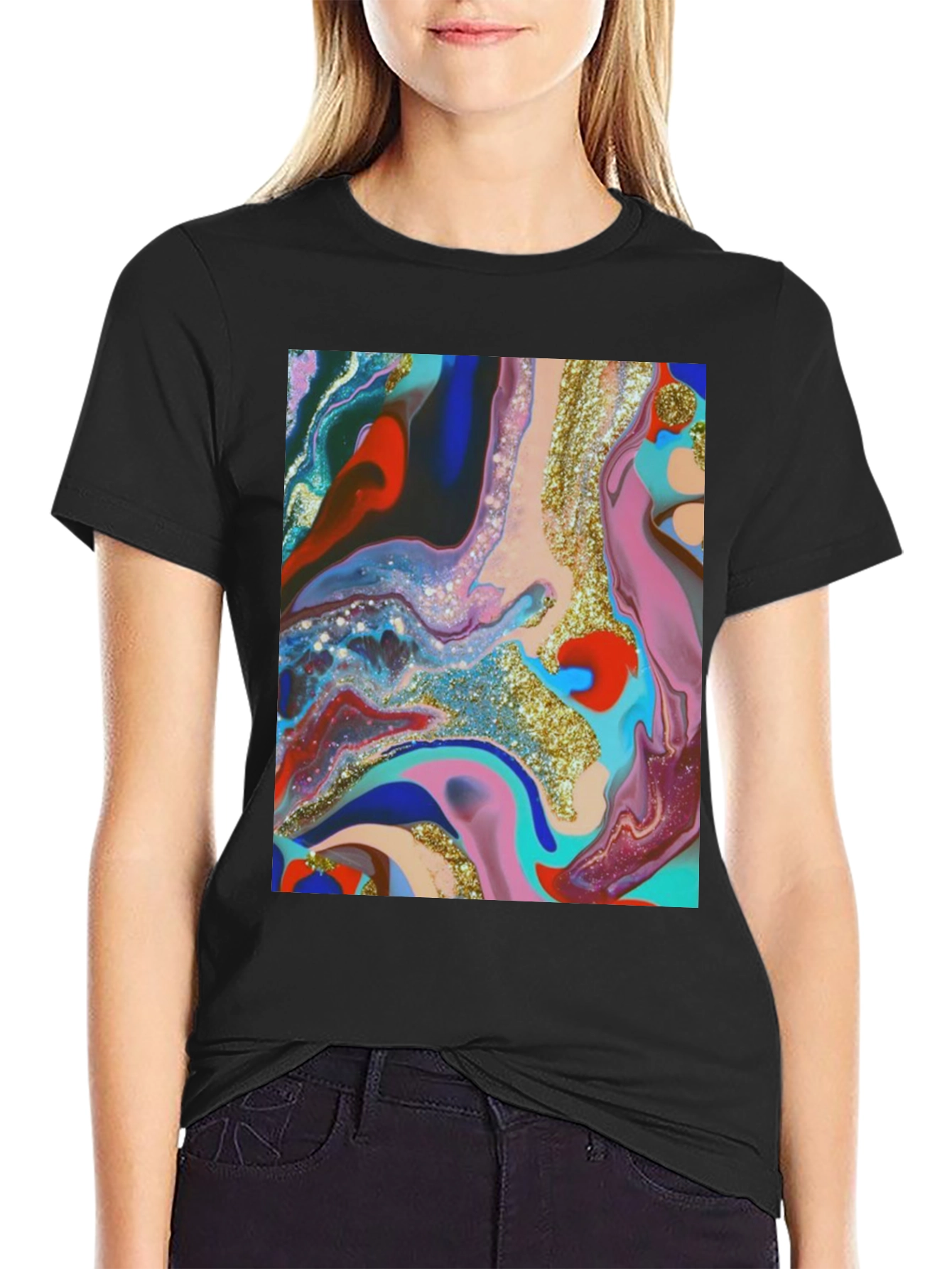 Abstract Art Print Black T-Shirt