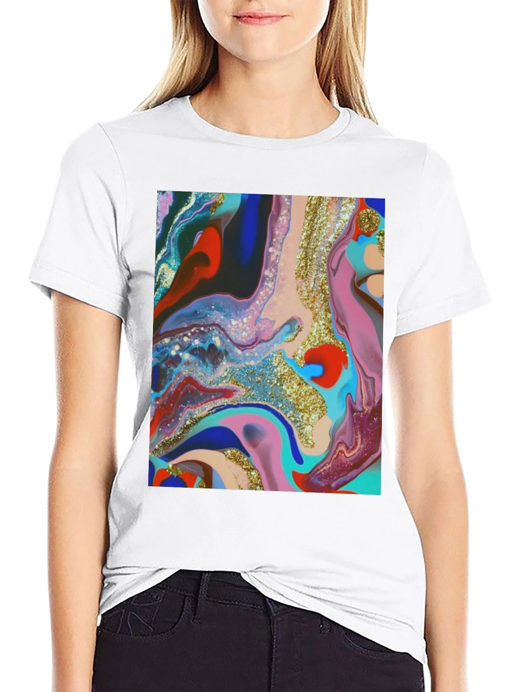 Abstract Art Print Black T-Shirt