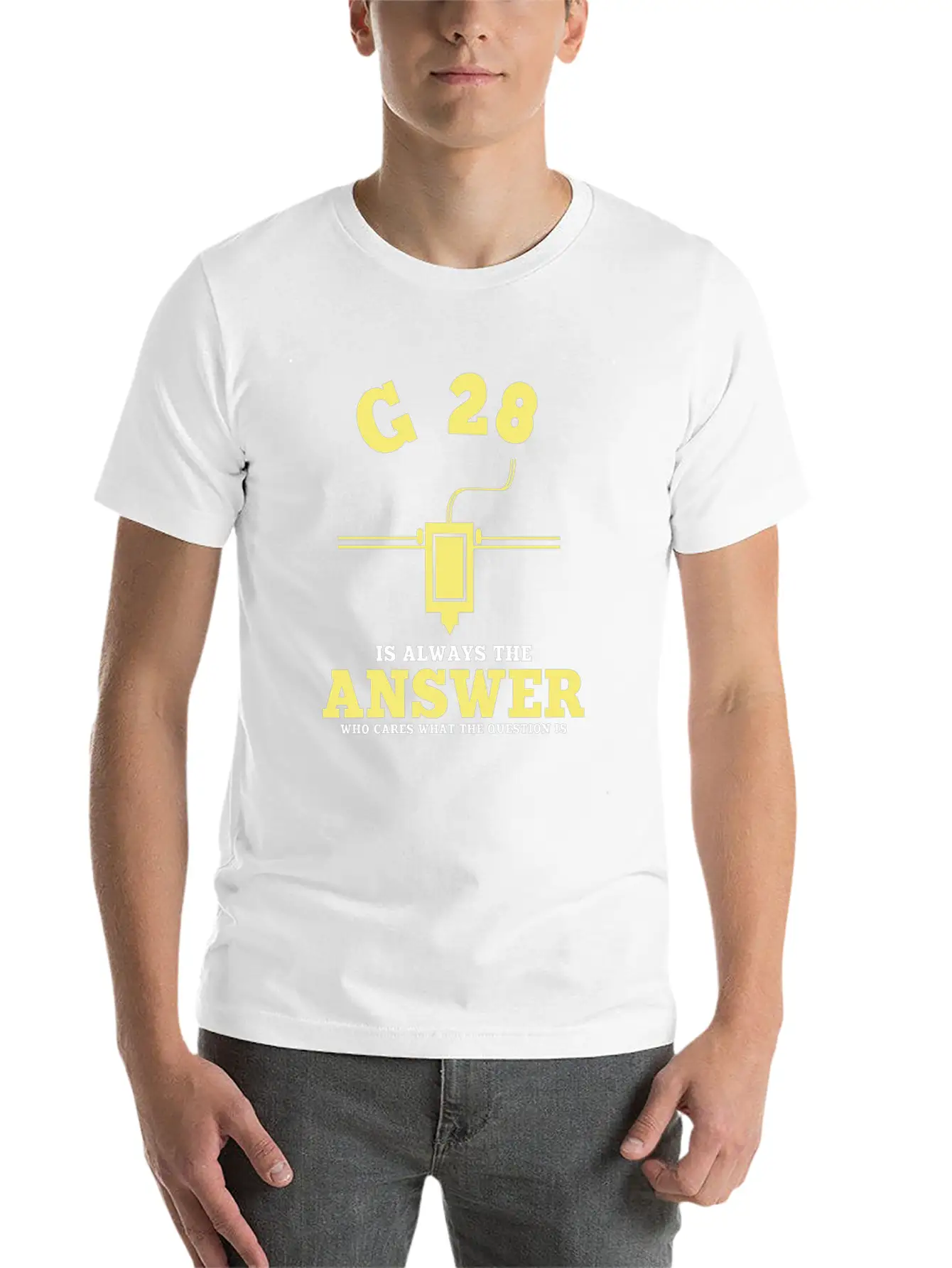 G28 Funny 3D Printer Saying Timeless Short Sleeve Tee – Comfy And Minimalist Design