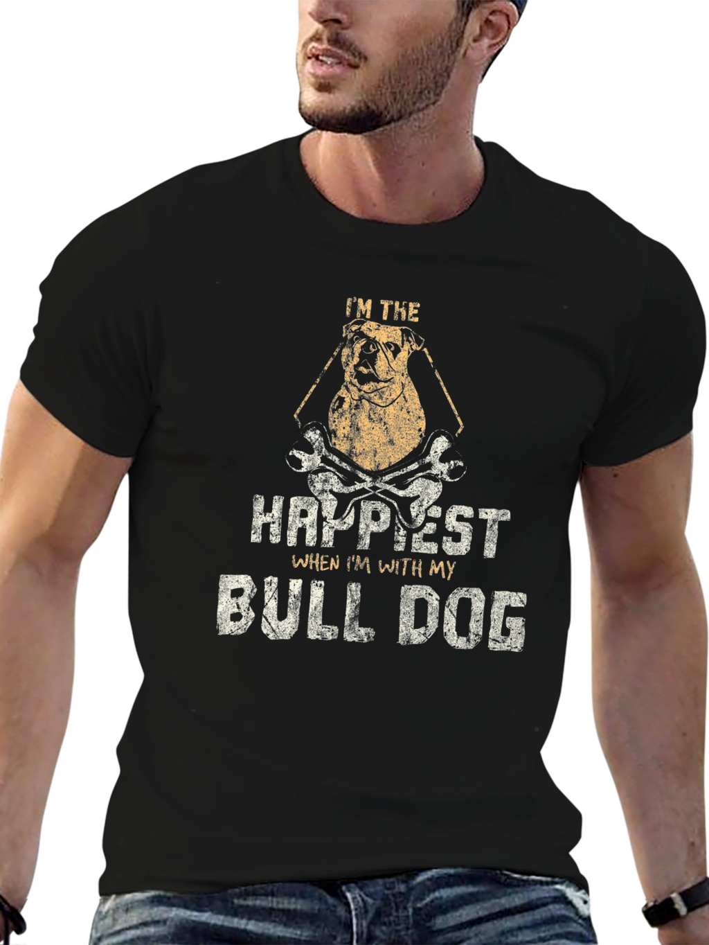 Im The Happiest Bulldog Graphic T-Shirt