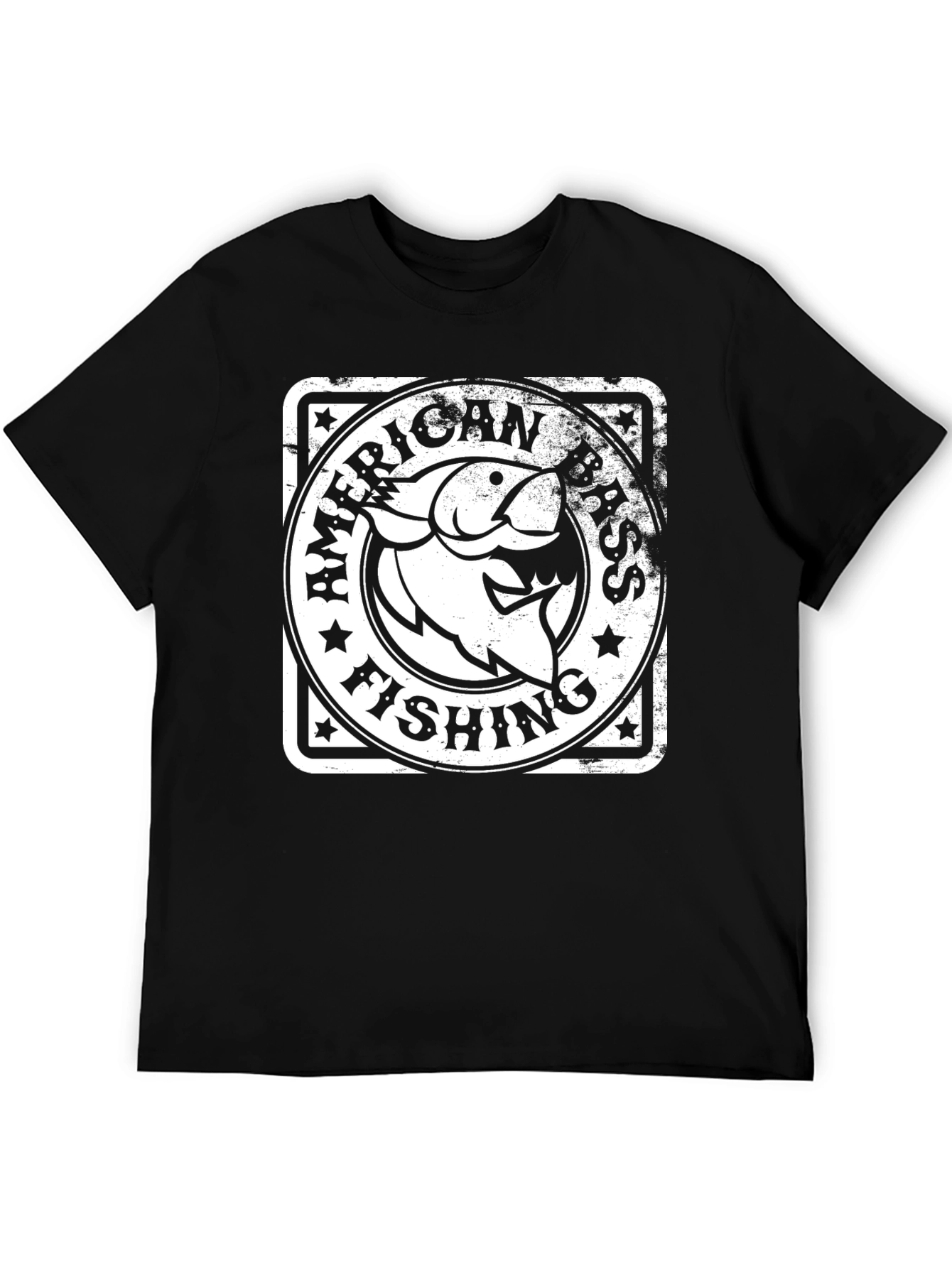 American Bass Fishing Graphic Tee - Black Cotton T-Shirt