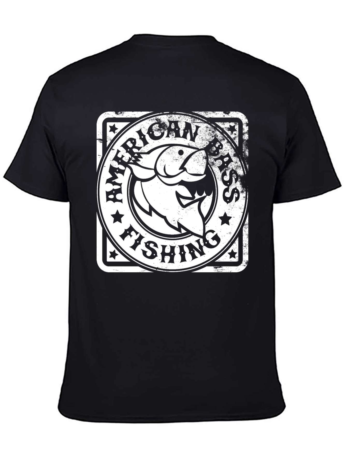 American Bass Fishing Graphic Tee - Black Cotton T-Shirt