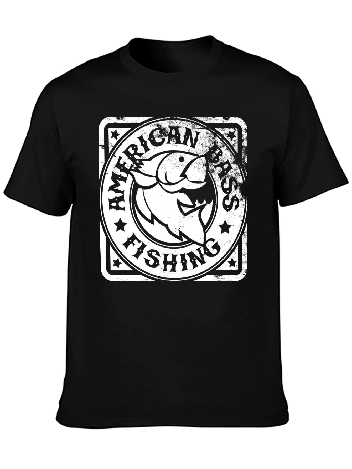 American Bass Fishing Graphic Tee - Black Cotton T-Shirt