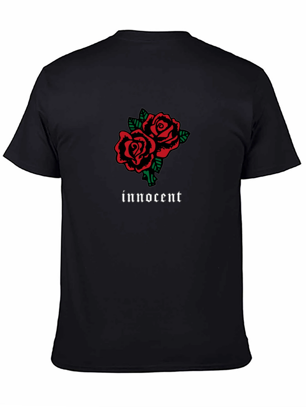 Innocent Rose Graphic T-Shirt - Stylish Black Tee