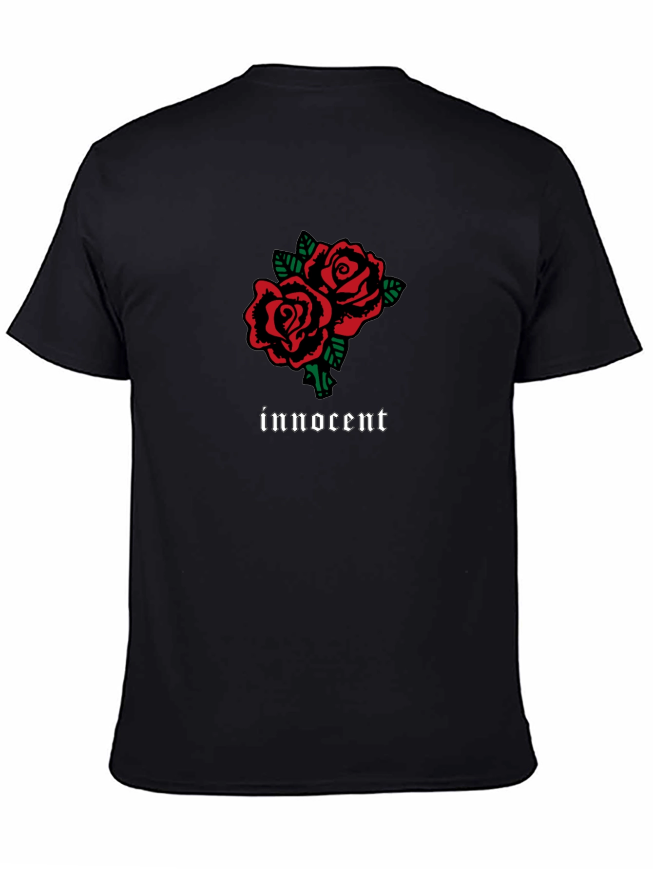 Innocent Rose Graphic T-Shirt - Stylish Black Tee