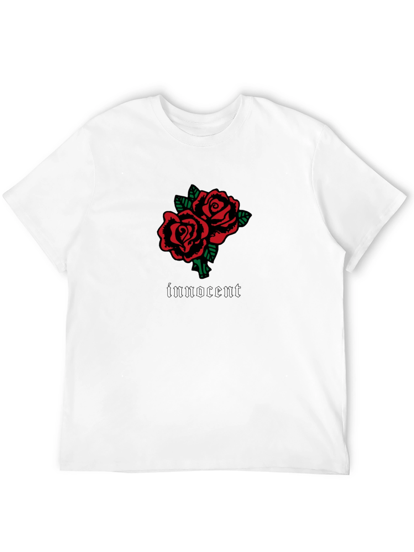 Innocent Rose Graphic T-Shirt - Stylish Black Tee