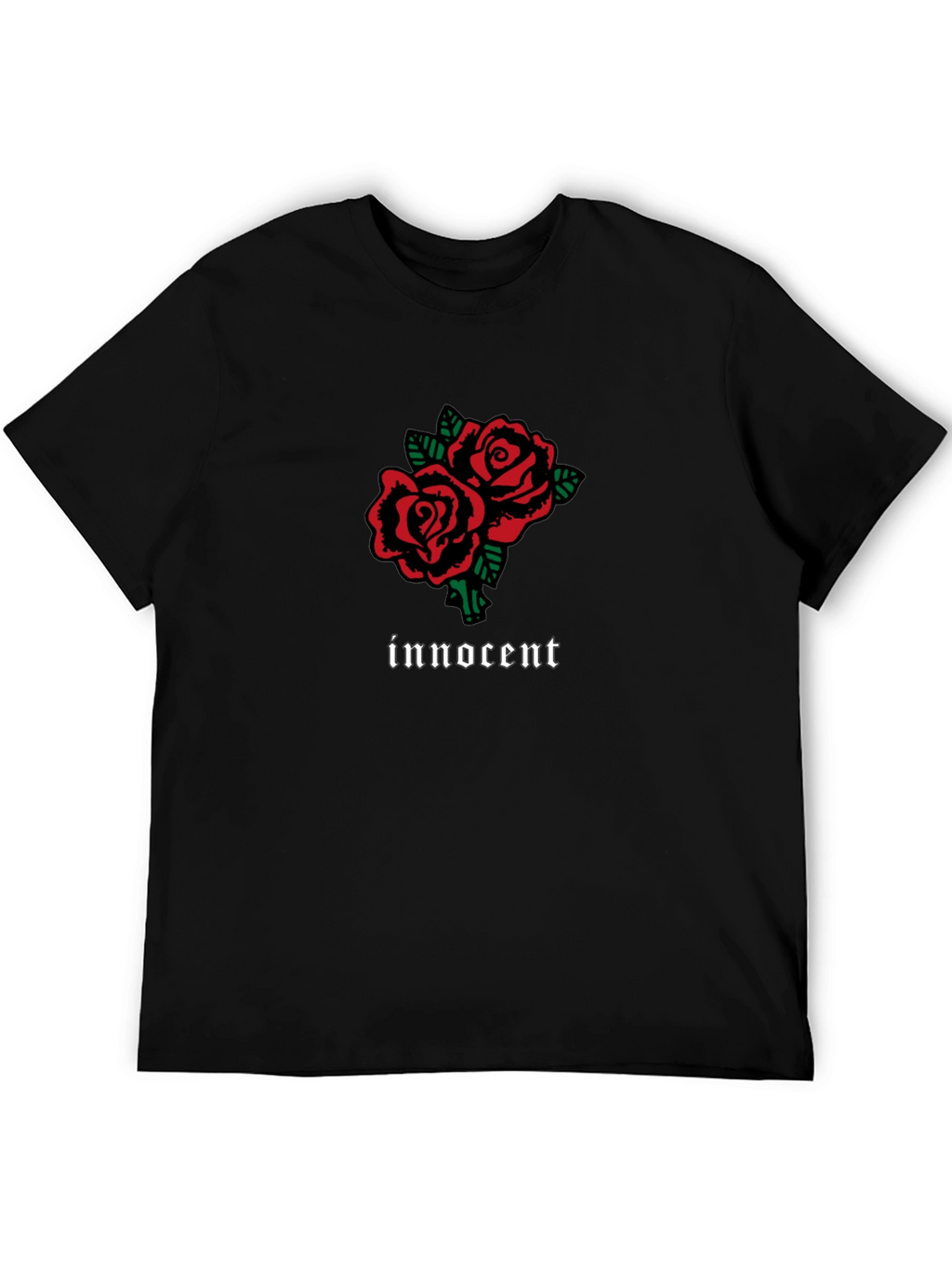 Innocent Rose Graphic T-Shirt - Stylish Black Tee