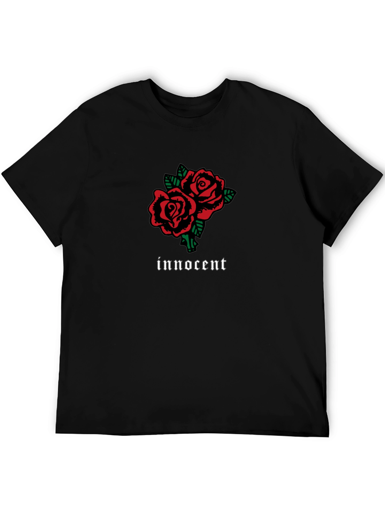 Innocent Rose Graphic T-Shirt - Stylish Black Tee
