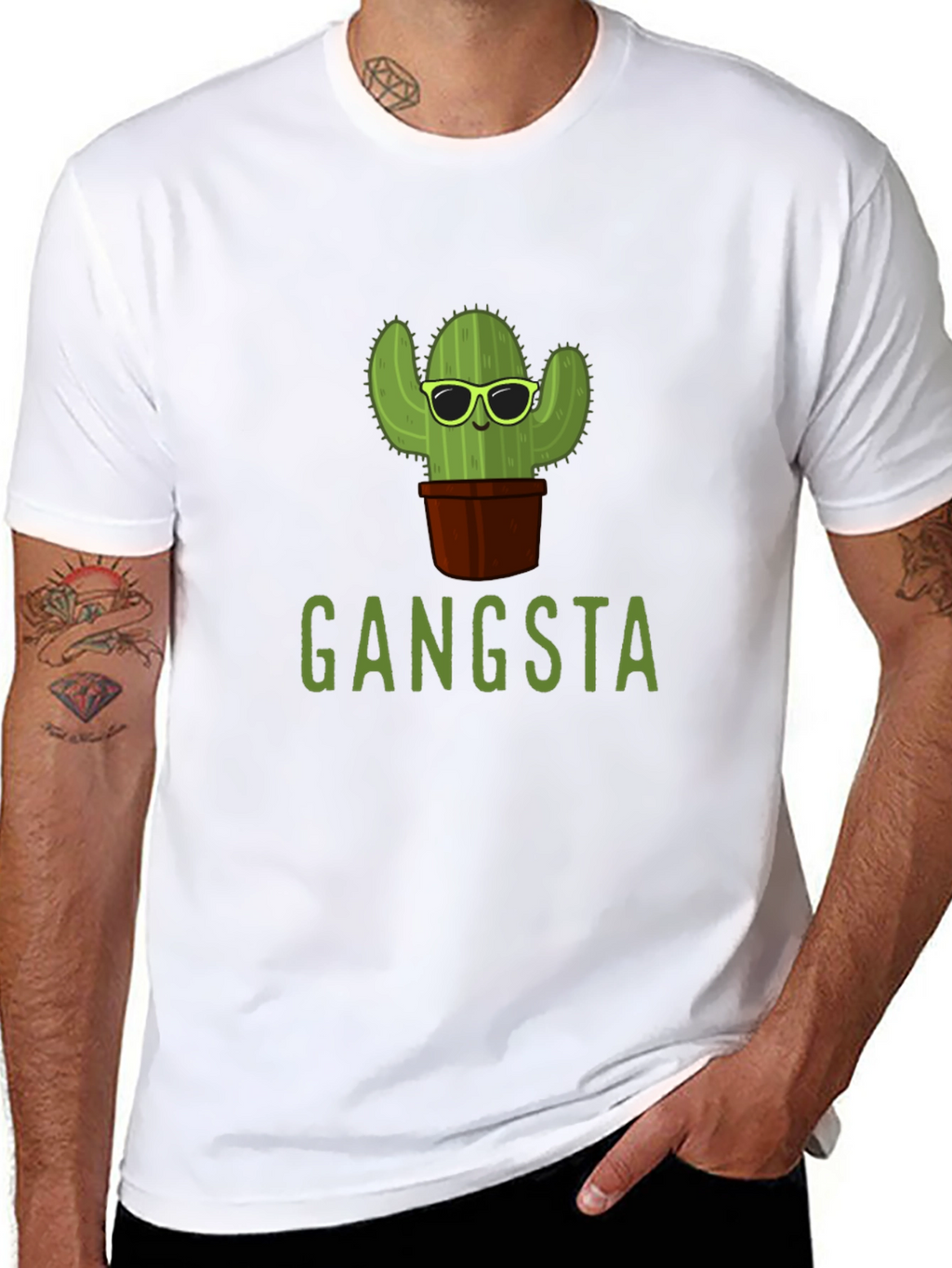 Gangsta Cactus T-Shirt - Trendy Graphic Tee