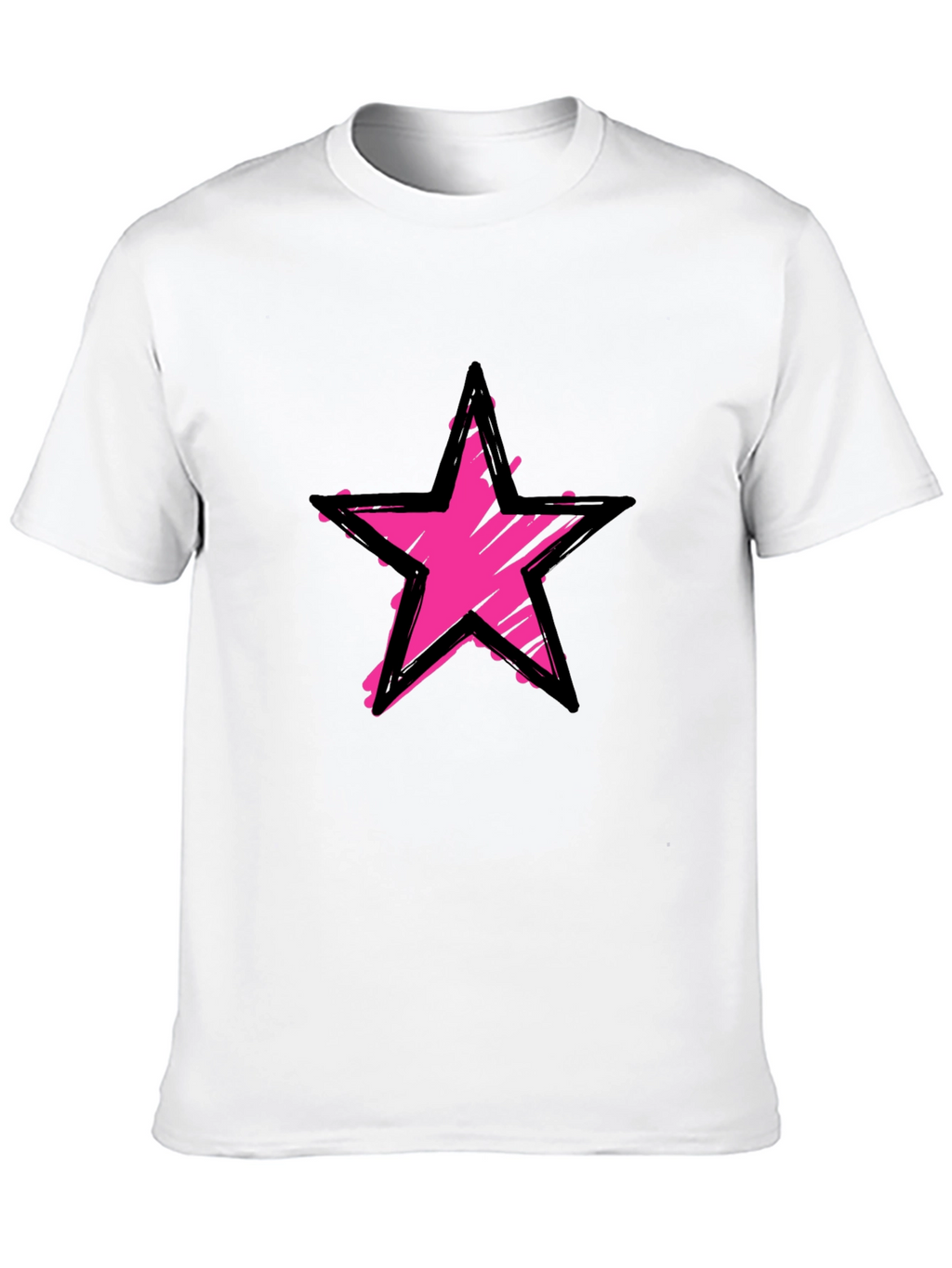 Distressed Pink Star Graphic Black T-Shirt