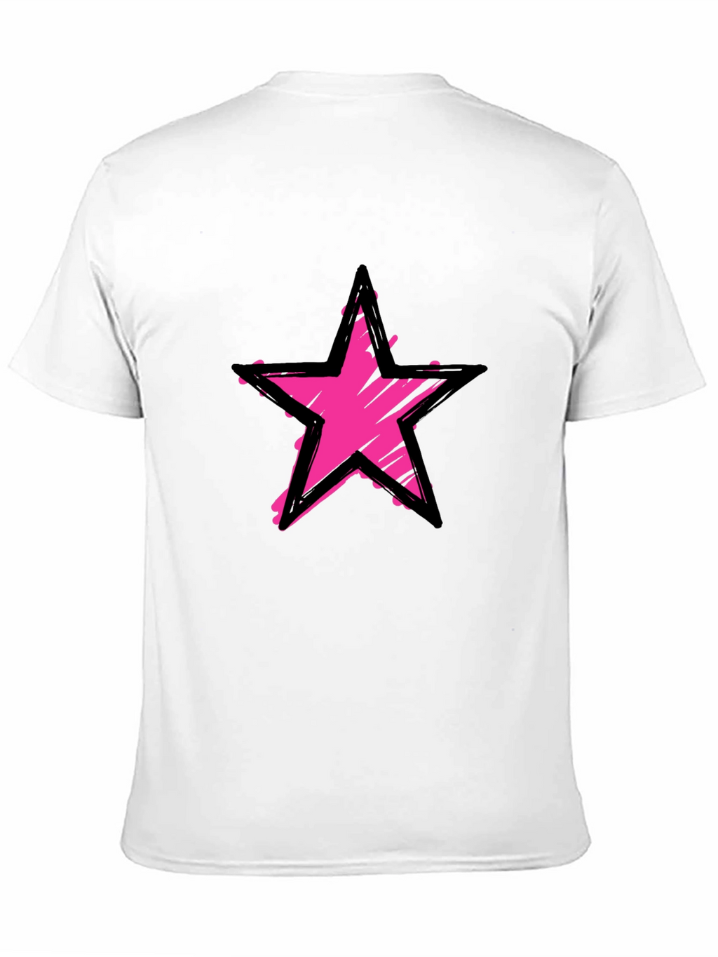 Distressed Pink Star Graphic Black T-Shirt