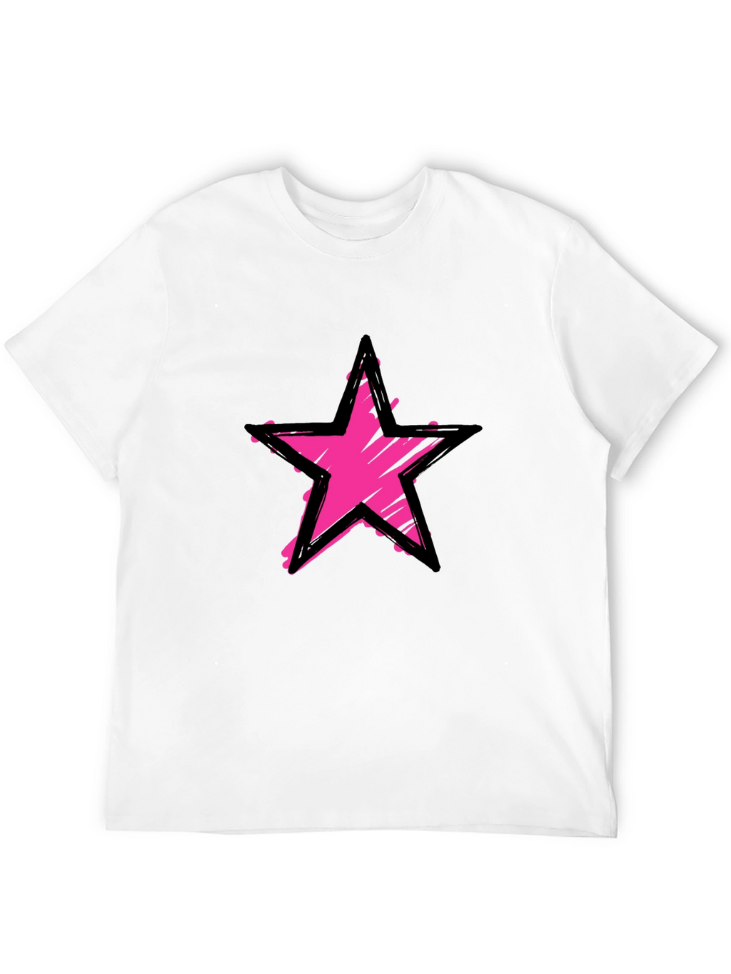 Distressed Pink Star Graphic Black T-Shirt