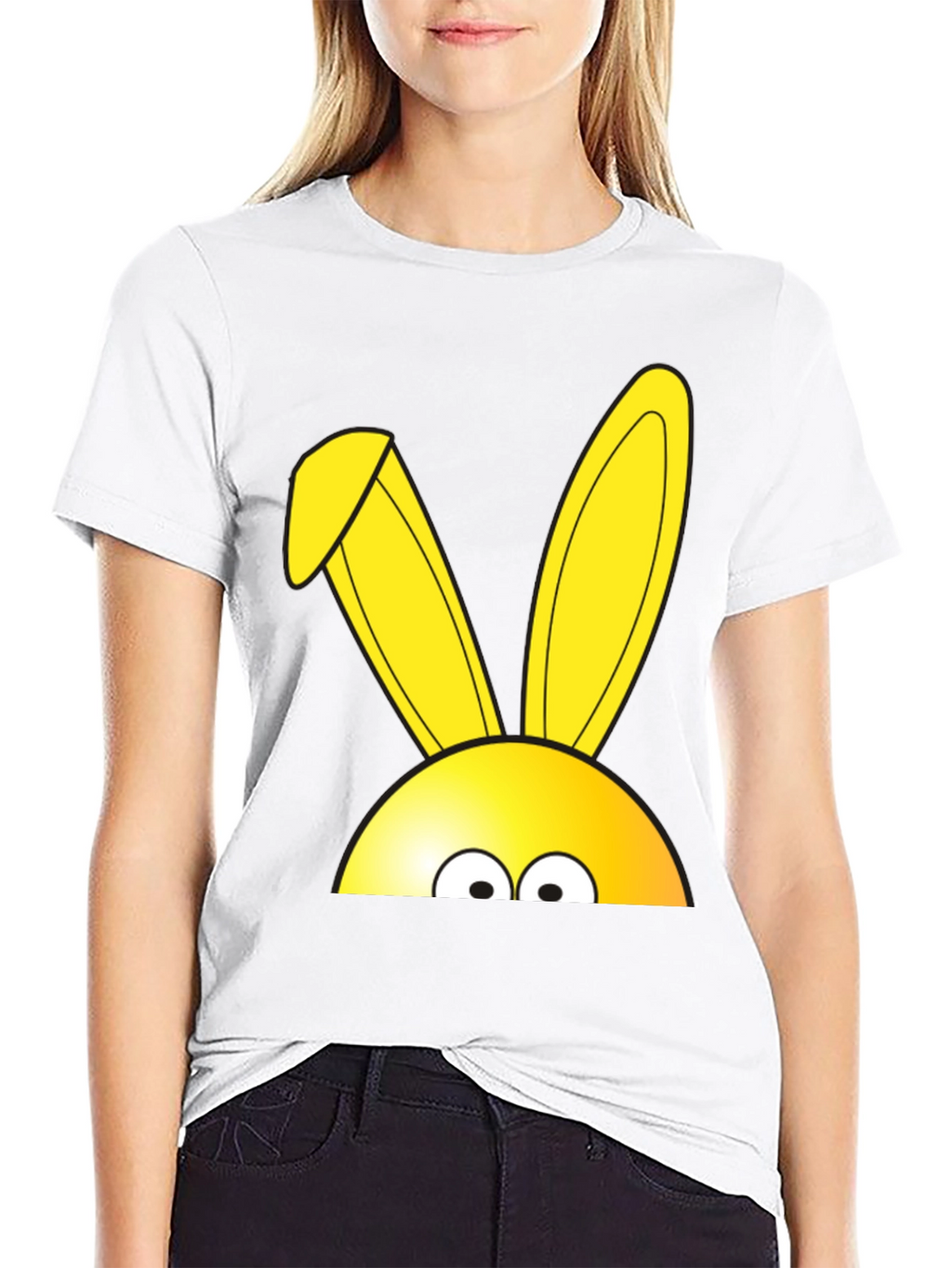 Easter Bunny Peeking T-Shirt - Black