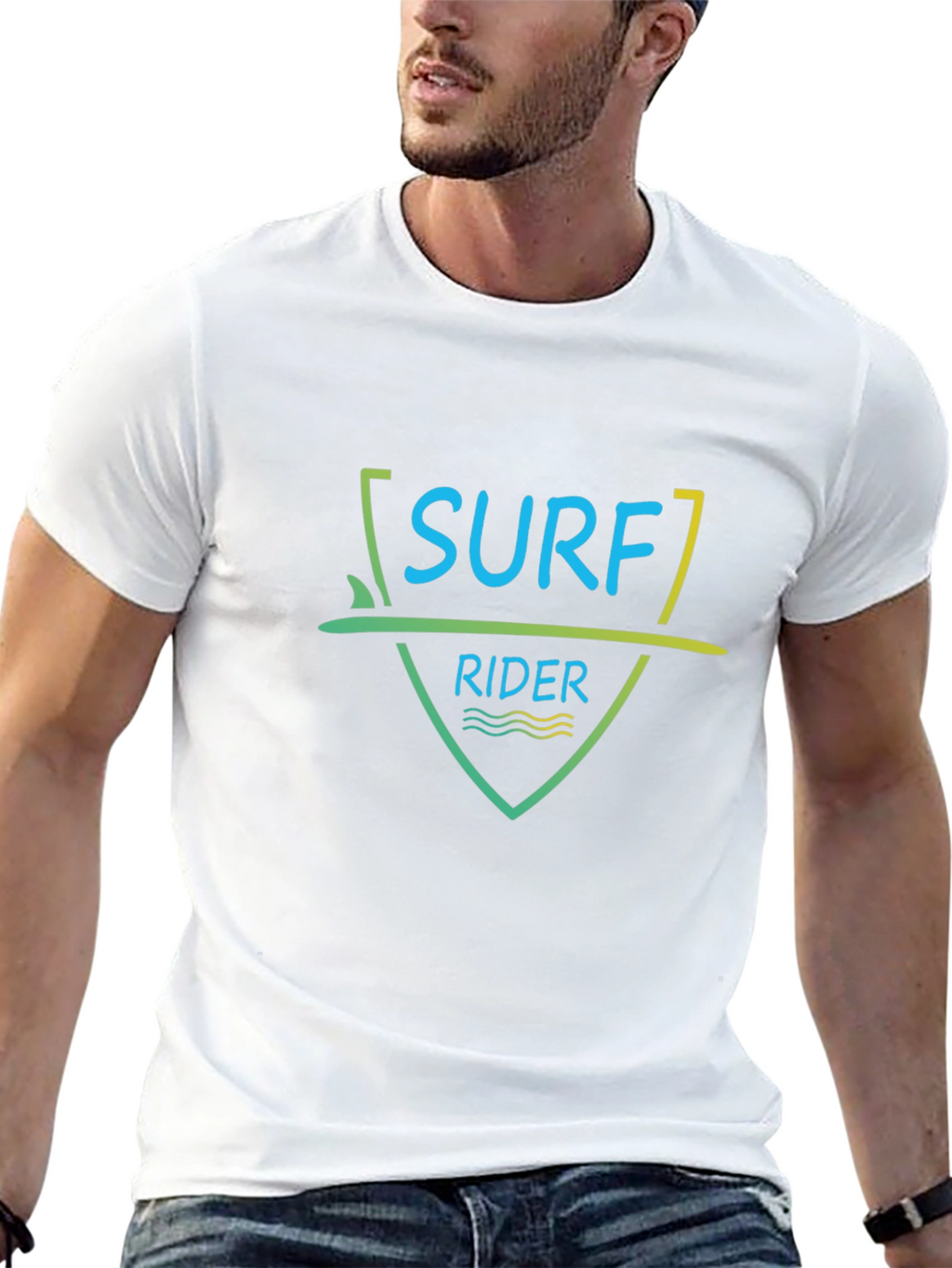 Surf Rider Graphic Tee - Black Cotton T-Shirt