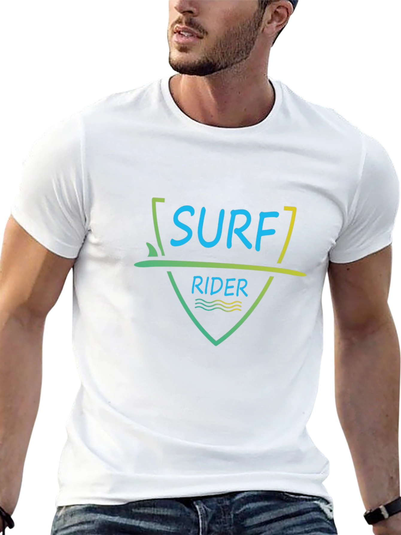 Surf Rider Graphic Tee - Black Cotton T-Shirt