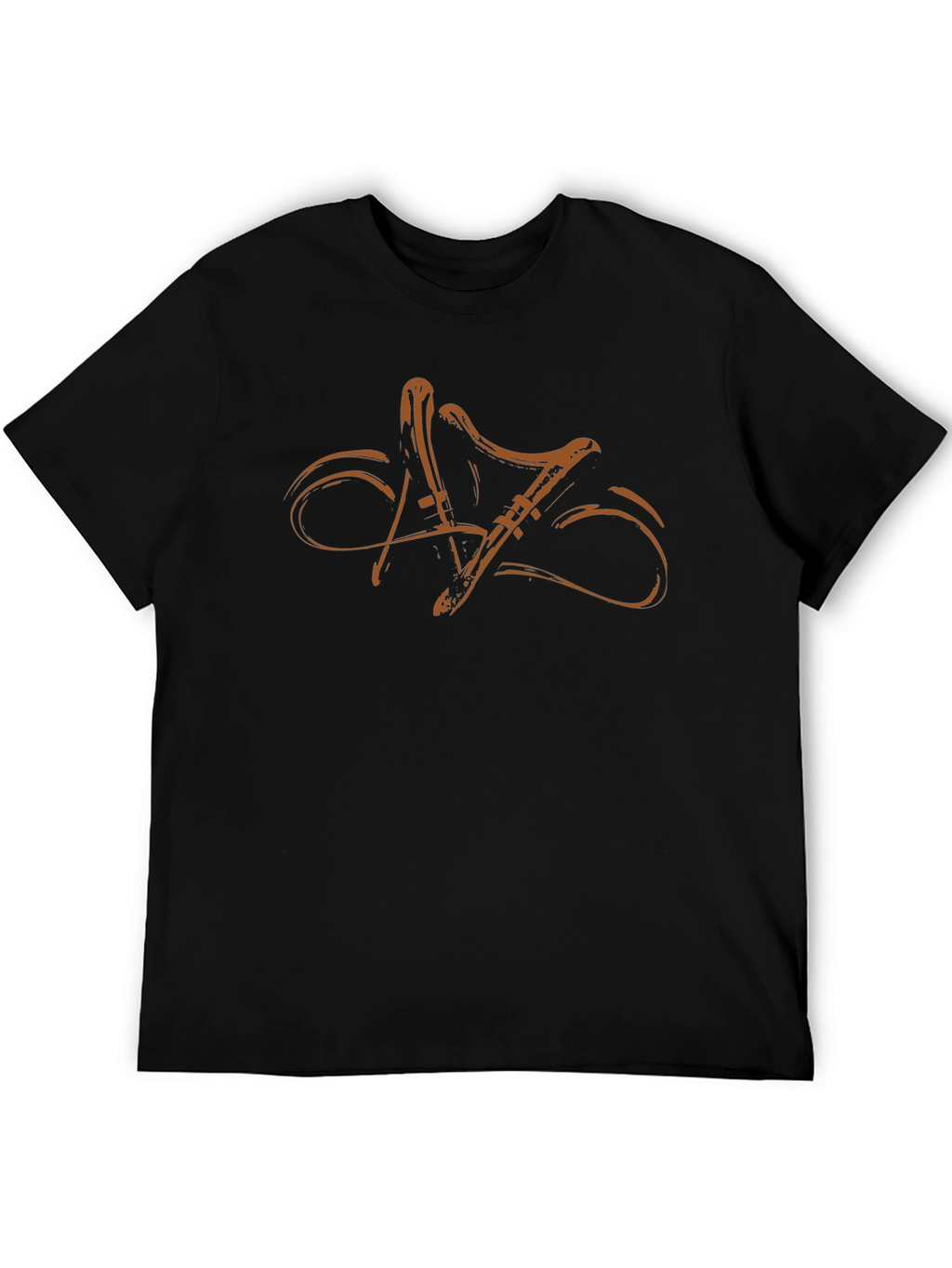 Stylish Black T-Shirt with Abstract Musical Instrument Design