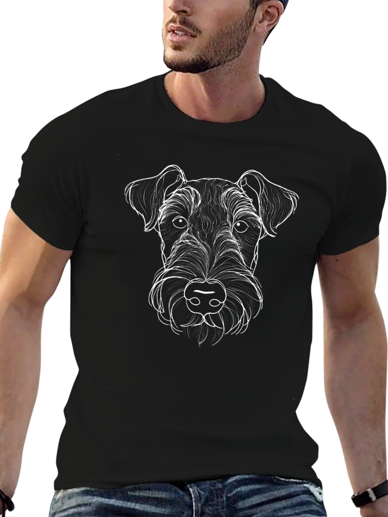 Dog Portrait Black T-Shirt - Stylish Animal Lover Tee