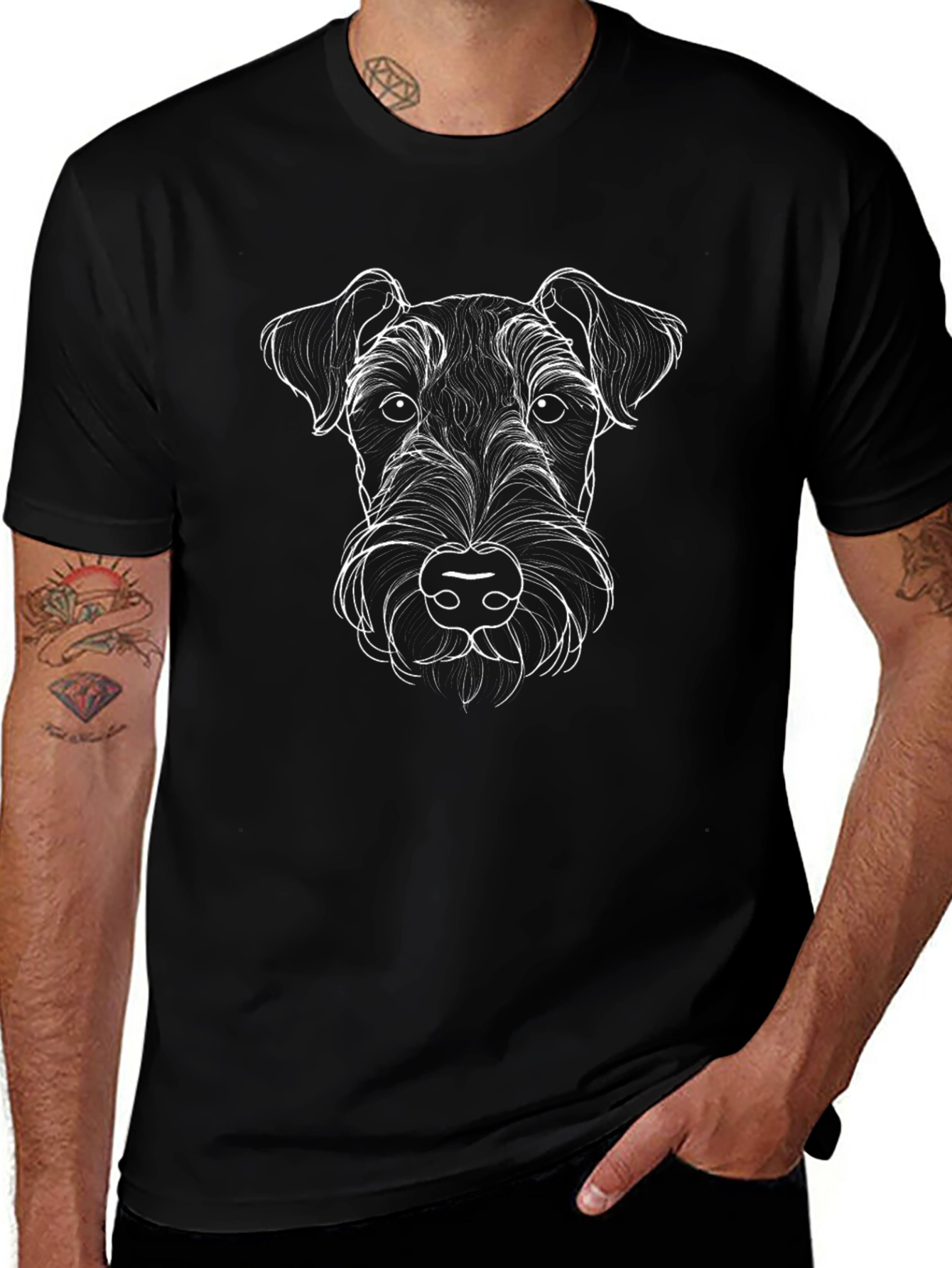Dog Portrait Black T-Shirt - Stylish Animal Lover Tee