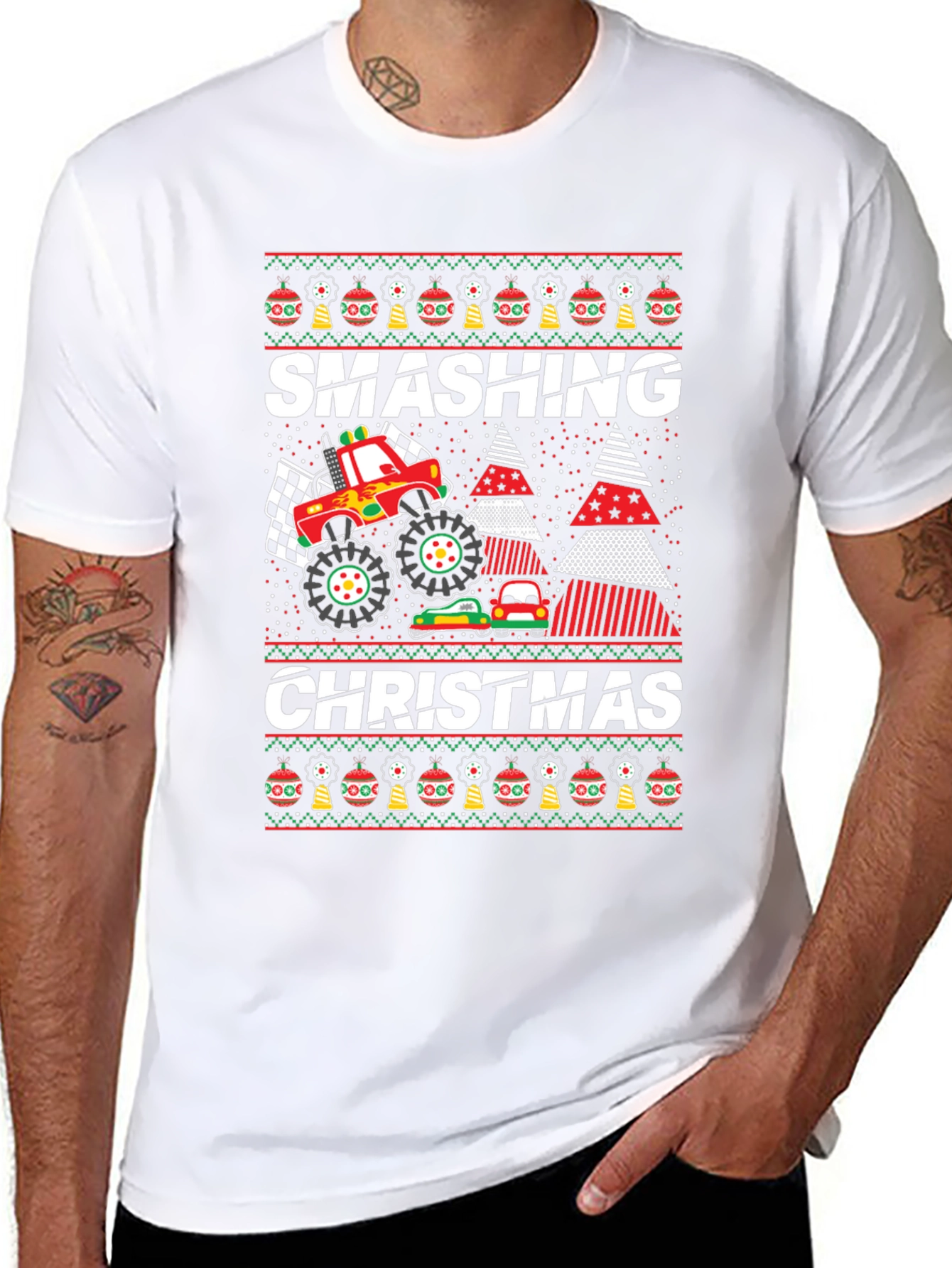 Smashing Christmas Monster Truck Graphic Tee