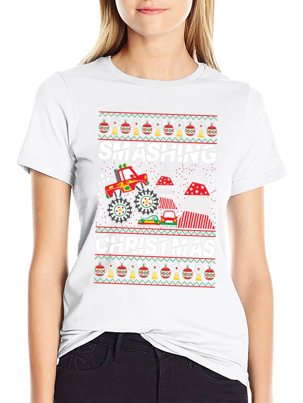 Smashing Christmas Monster Truck Graphic Tee