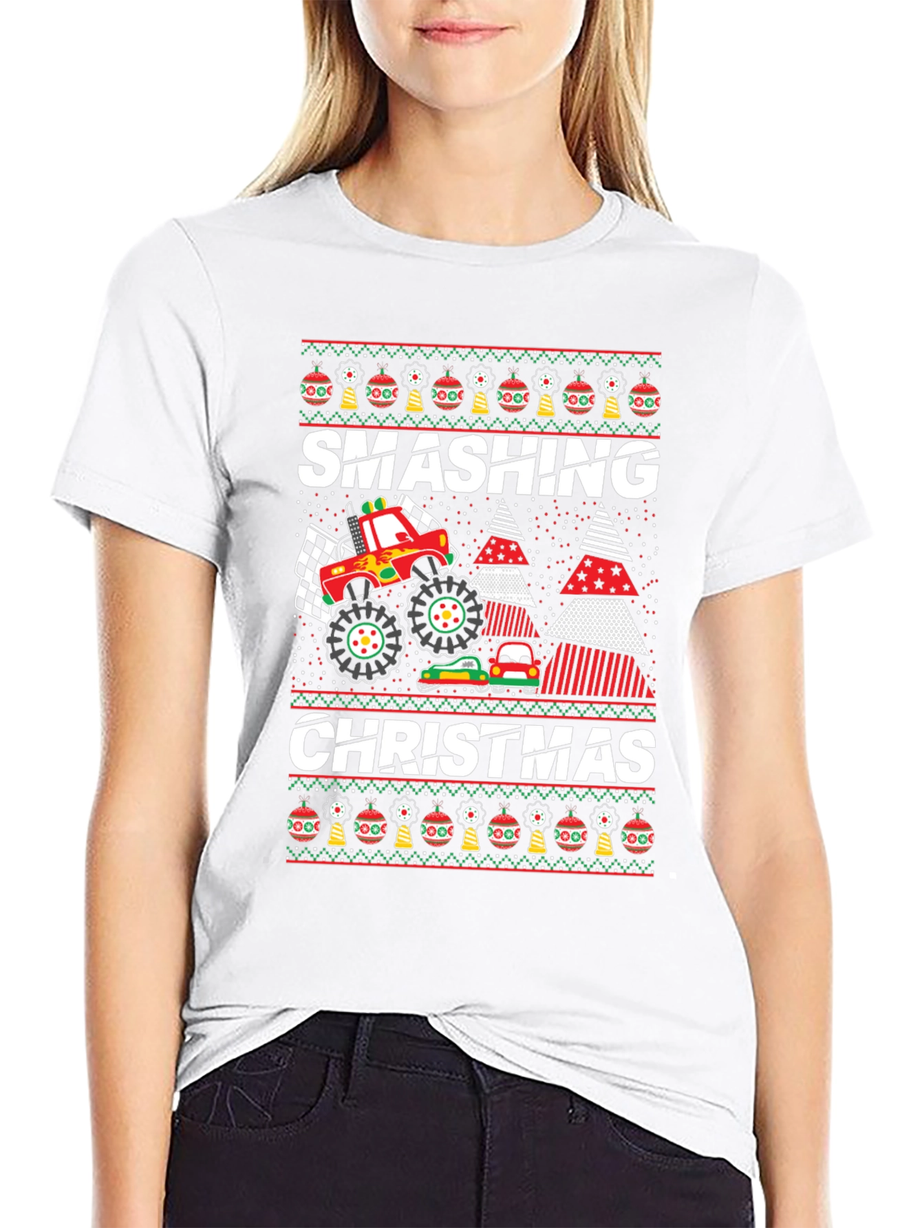 Smashing Christmas Monster Truck Graphic Tee