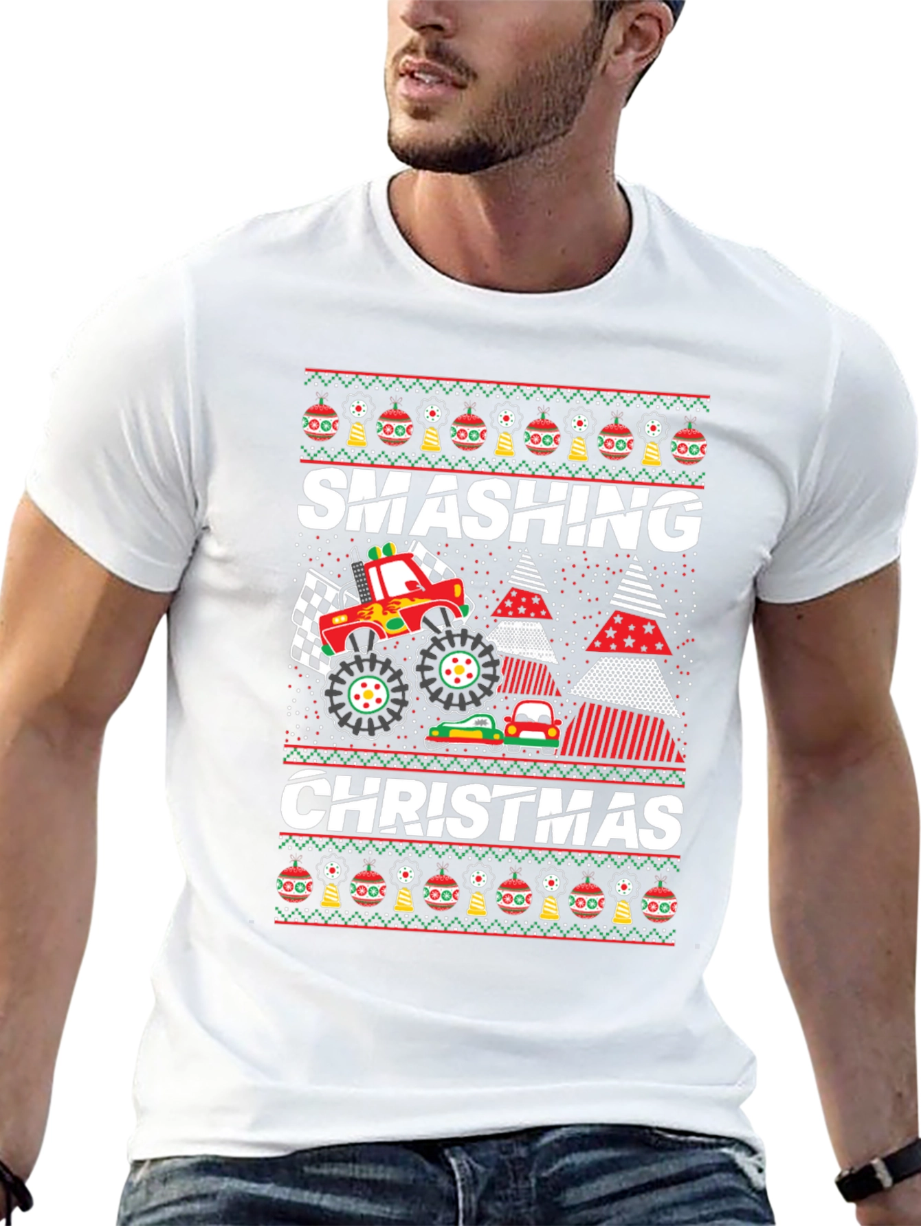 Smashing Christmas Monster Truck Graphic Tee