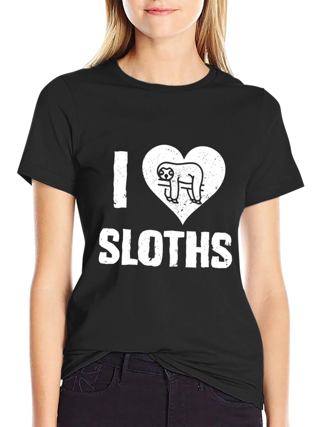 I Heart Sloths Black T-Shirt