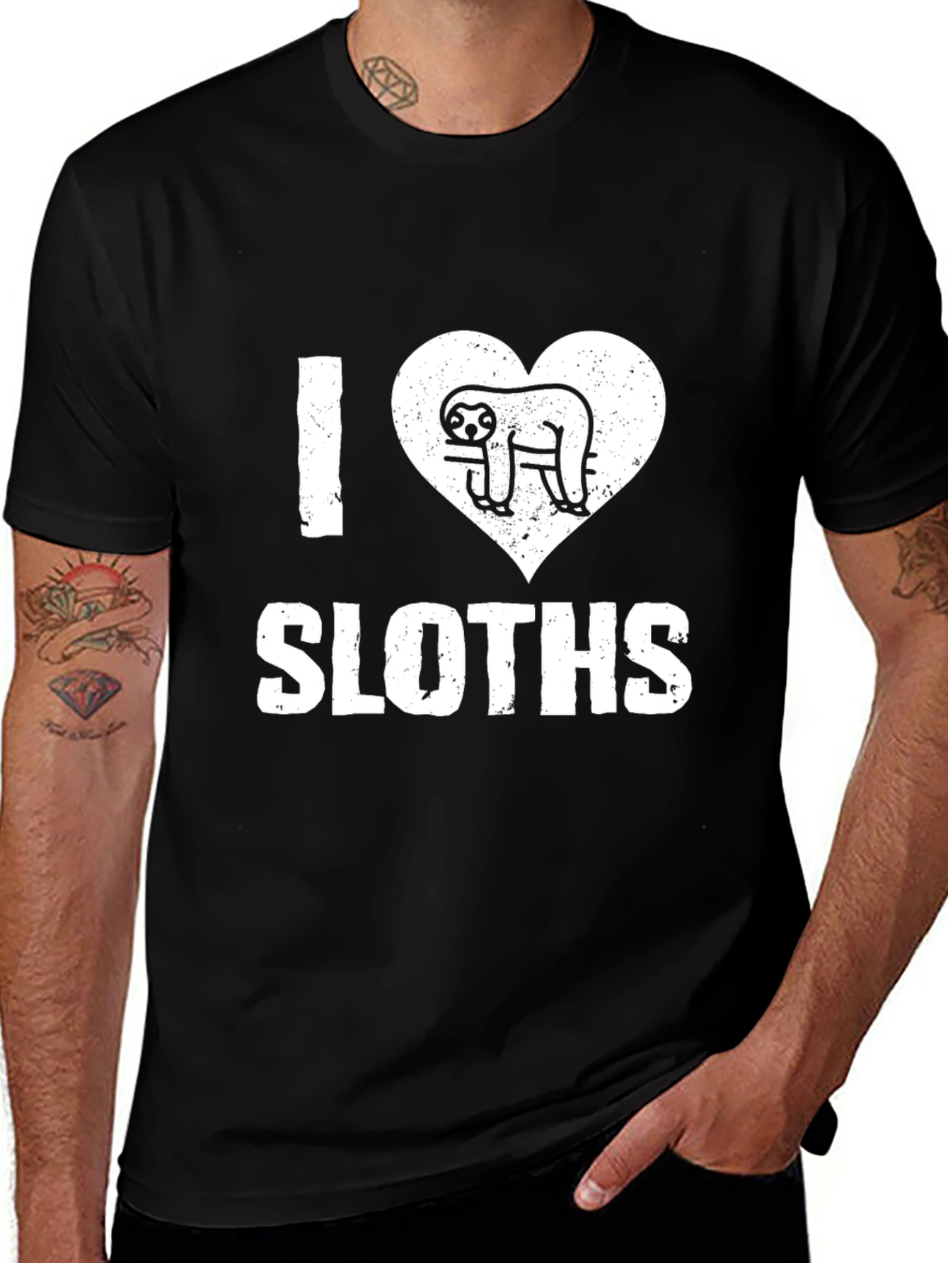 I Heart Sloths Black T-Shirt
