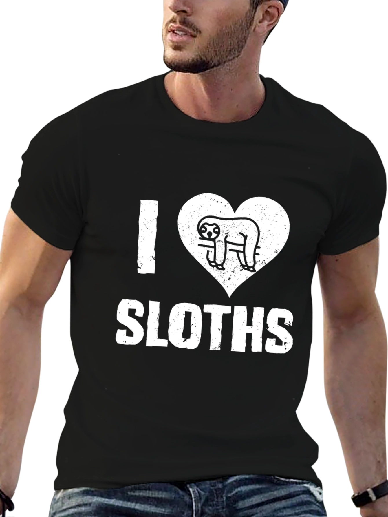 I Heart Sloths Black T-Shirt