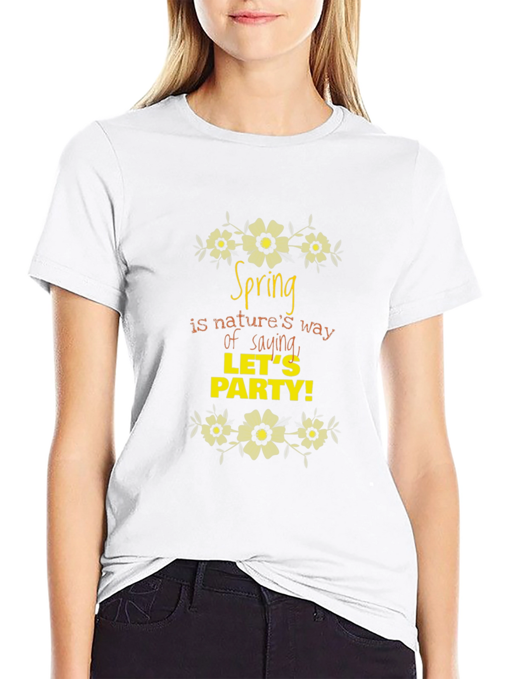 Spring Party Graphic Black T-Shirt