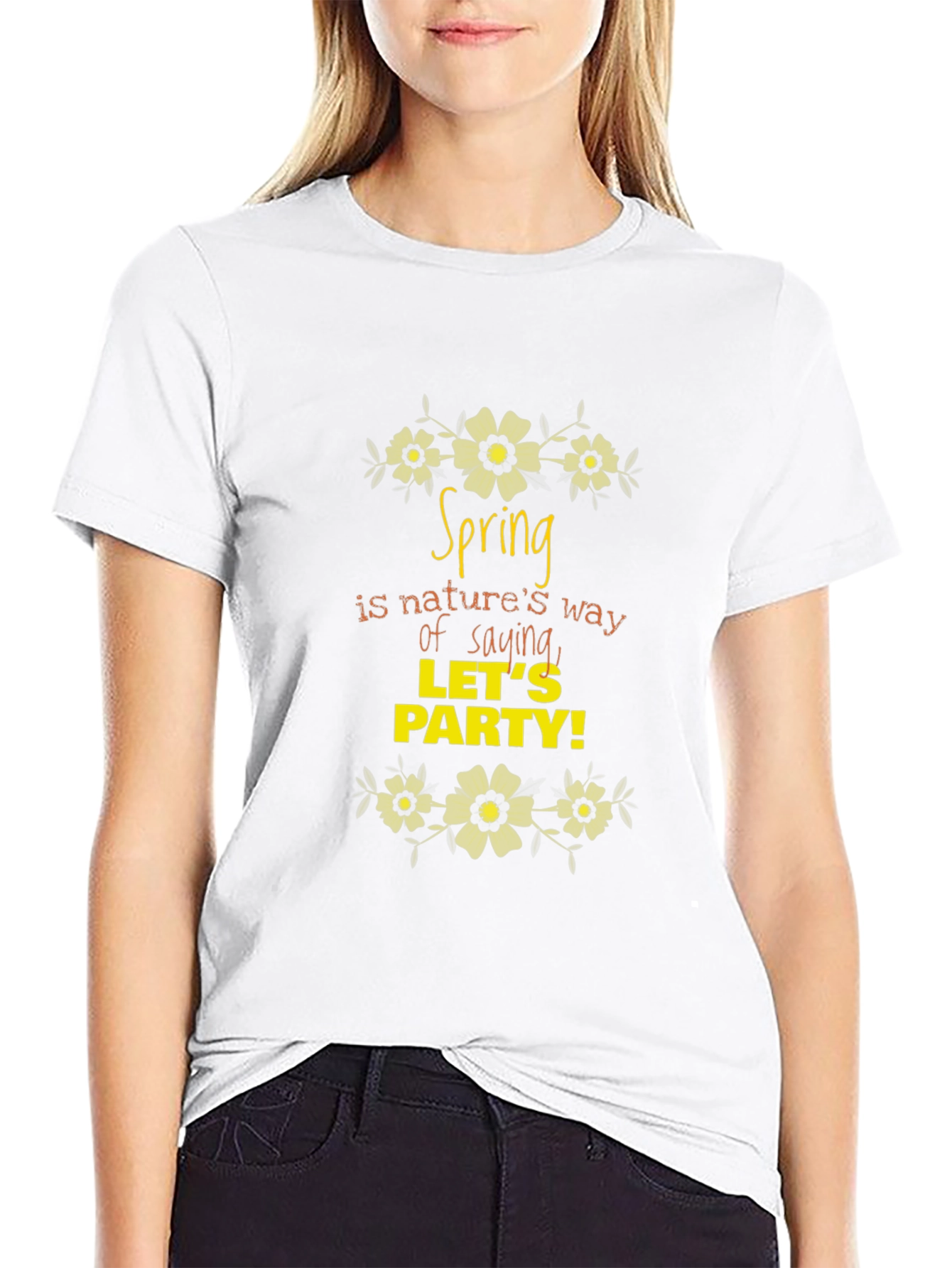 Spring Party Graphic Black T-Shirt