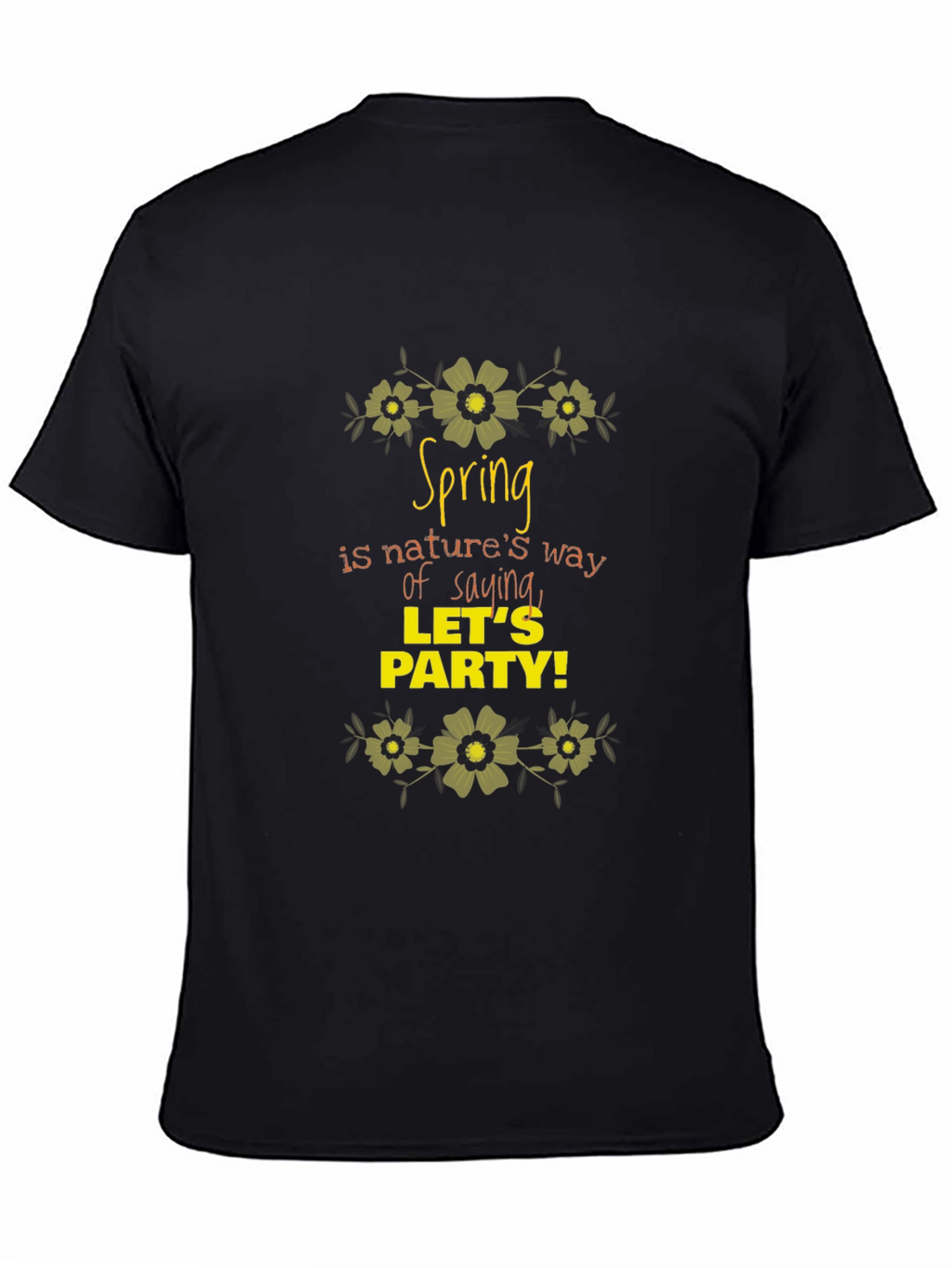 Spring Party Graphic Black T-Shirt