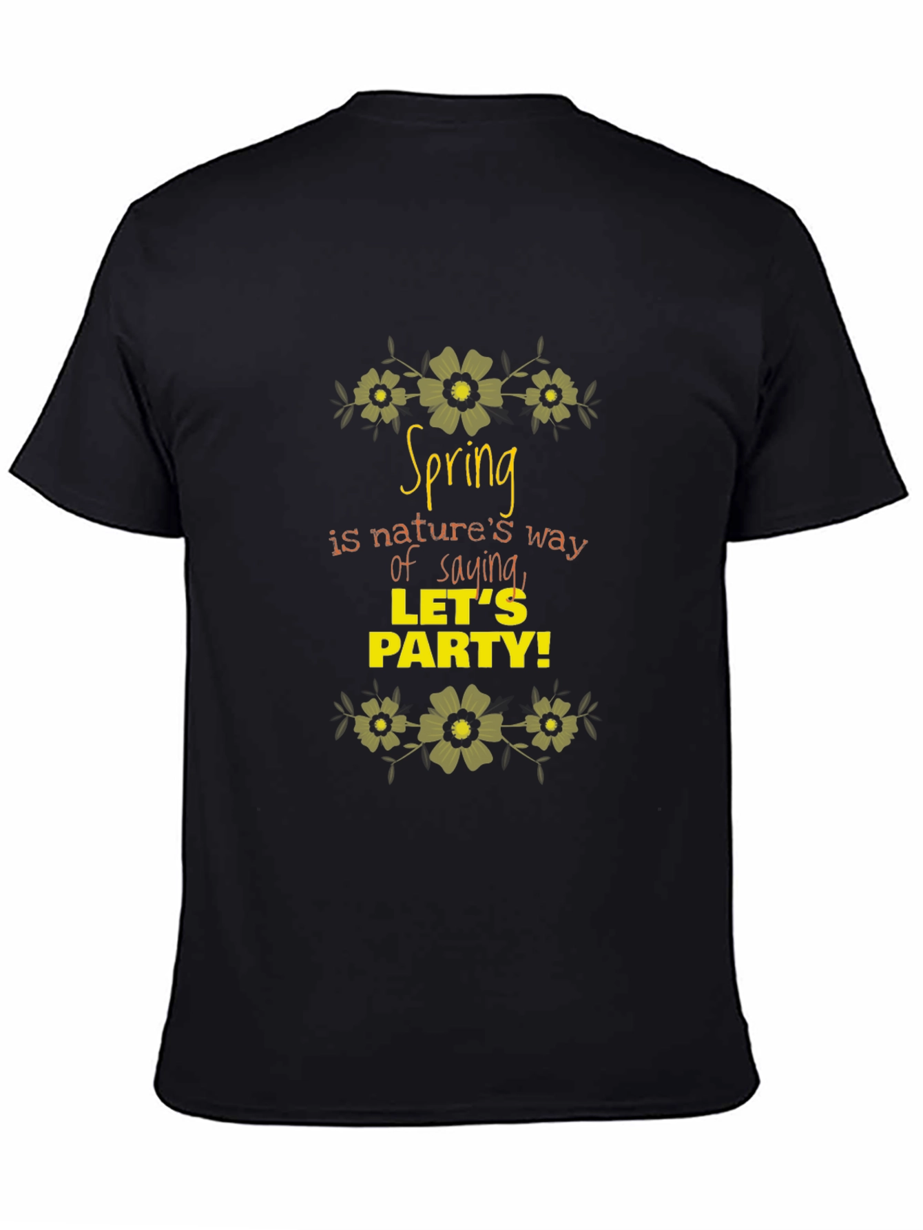Spring Party Graphic Black T-Shirt